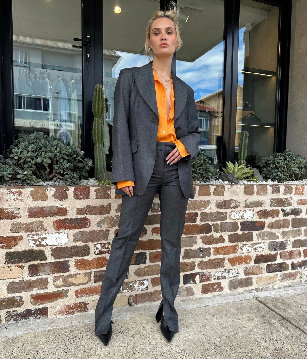 ANKLE SPLIT TROUSER- DARK GREY | BEARE PARK | BEARE PARK ANKLE SPLIT TROUSER- DARK GREY