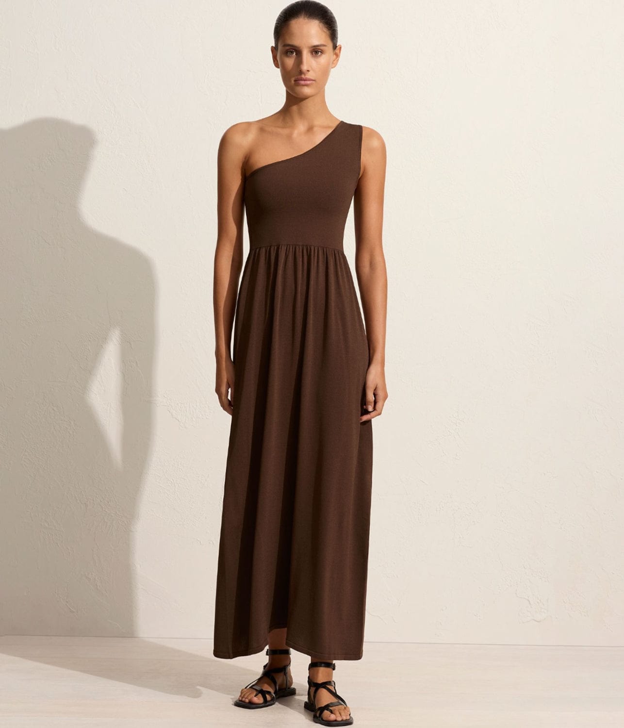 ASYMMETRIC KNIT DRESS-CACAO | MATTEAU | MATTEAU ASYMMETRIC KNIT DRESS-CACAO