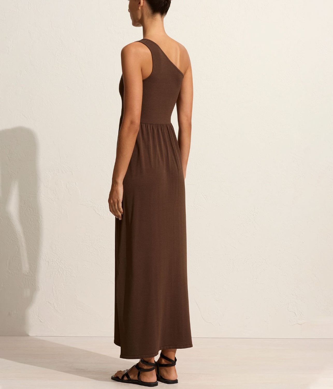 ASYMMETRIC KNIT DRESS-CACAO | MATTEAU | MATTEAU ASYMMETRIC KNIT DRESS-CACAO