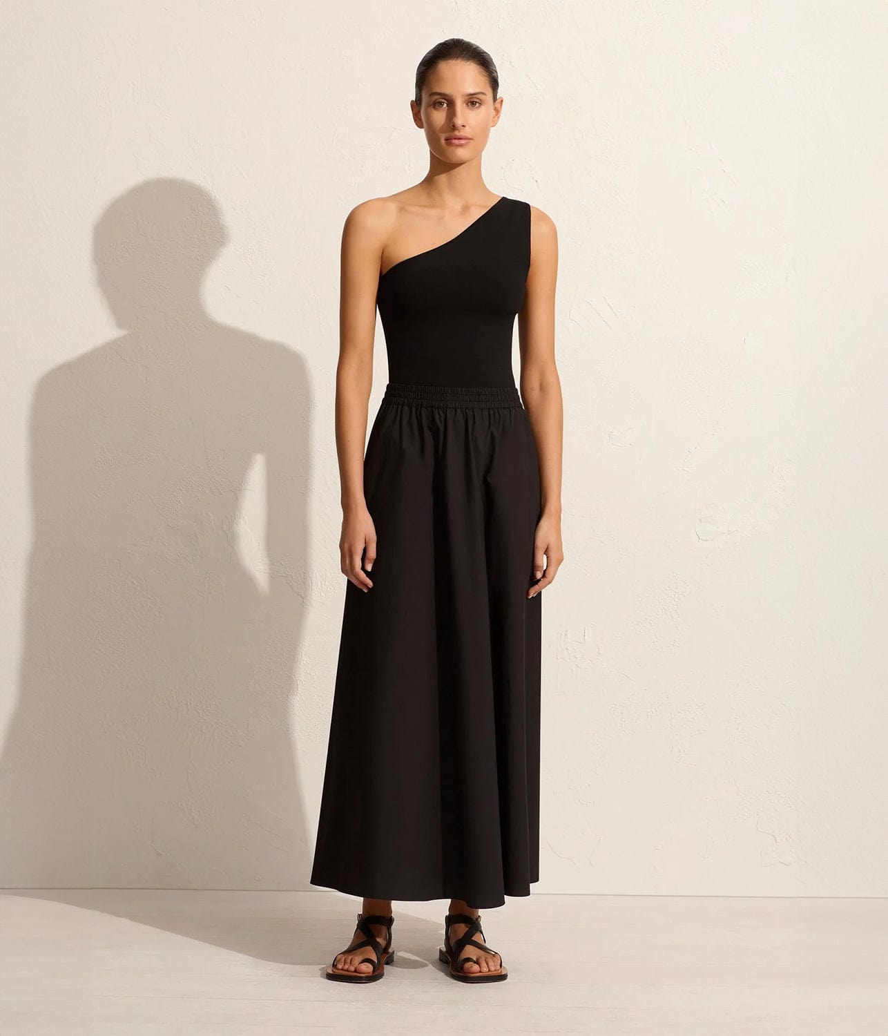 ASYMMETRIC KNIT TANK- BLACK | MATTEAU | MATTEAU ASYMMETRIC KNIT TANK- BLACK