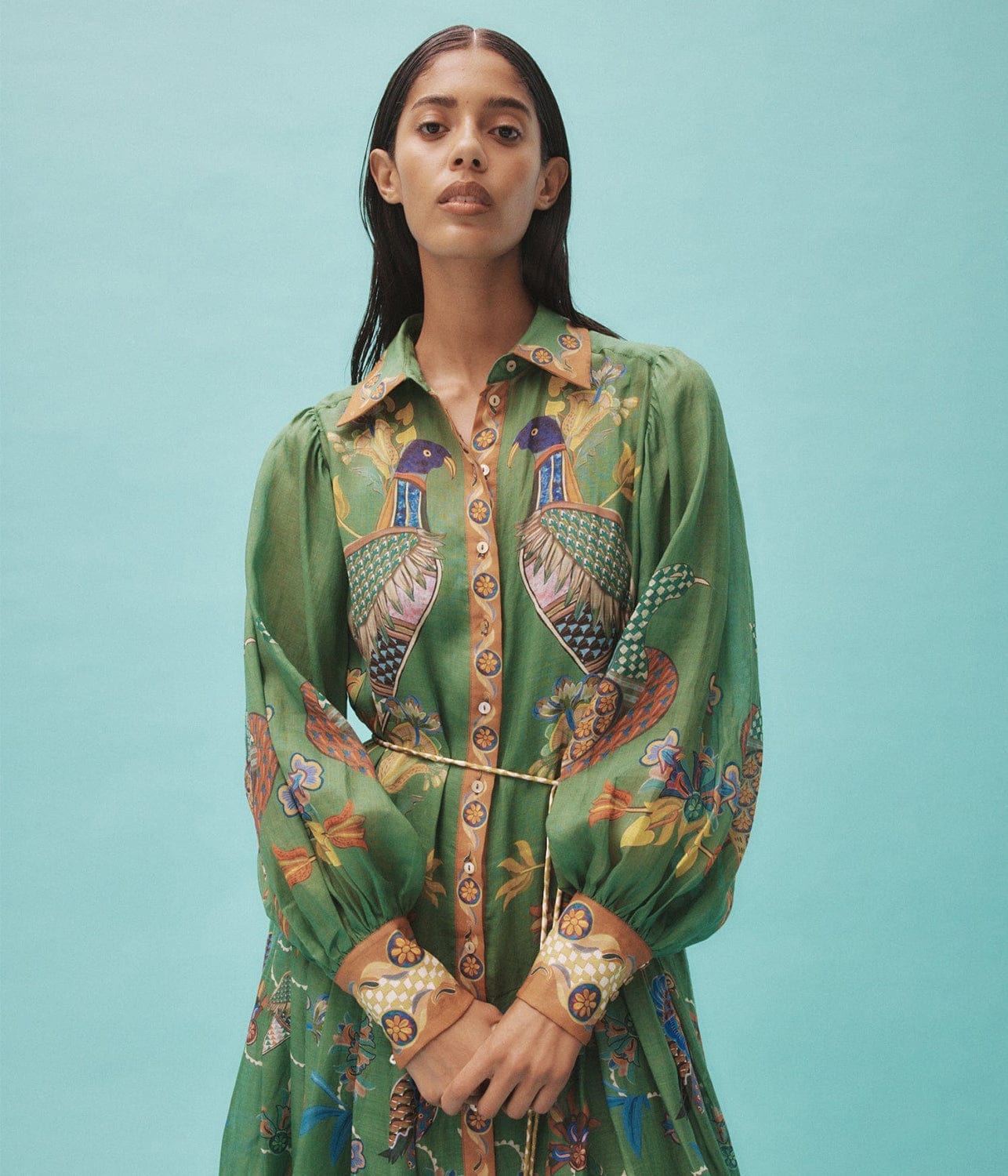 BIRDIE SHIRTDRESS- GREEN | ALEMAIS | ALEMAIS BIRDIE SHIRTDRESS- GREEN