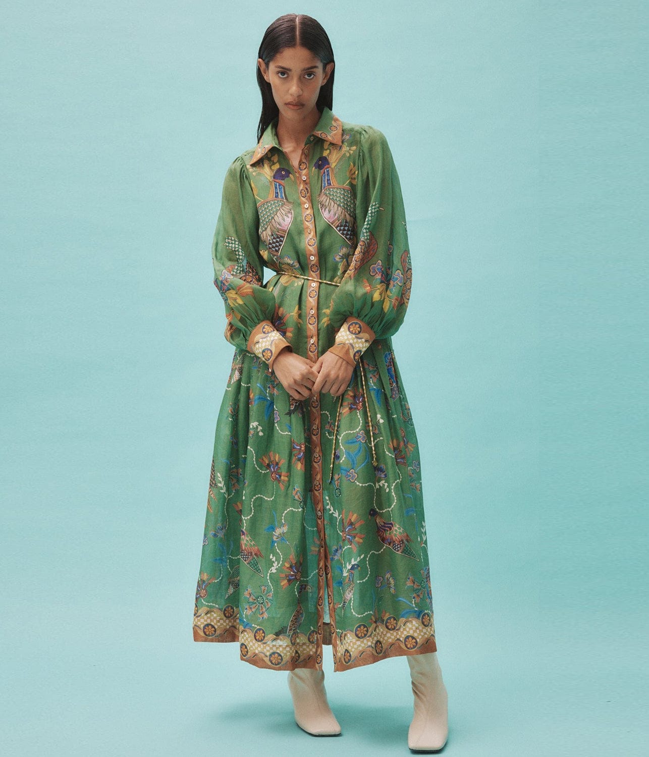 BIRDIE SHIRTDRESS- GREEN | ALEMAIS | ALEMAIS BIRDIE SHIRTDRESS- GREEN