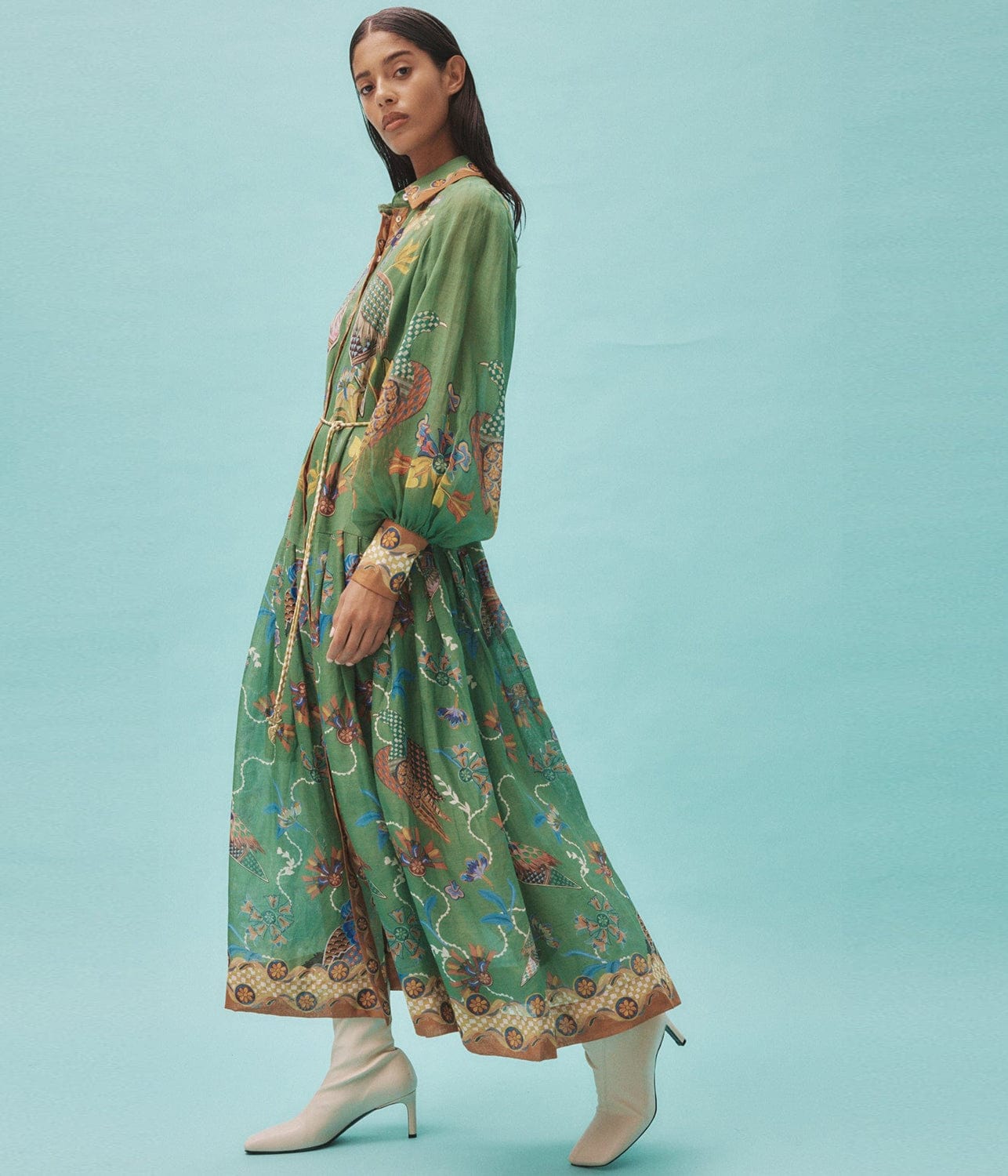 BIRDIE SHIRTDRESS- GREEN | ALEMAIS | ALEMAIS BIRDIE SHIRTDRESS- GREEN