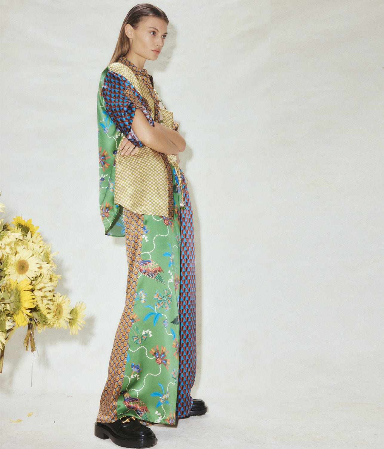 BIRDIE SPLICED PANT- MULTI | ALEMAIS | ALEMAIS BIRDIE SPLICED PANT- MULTI