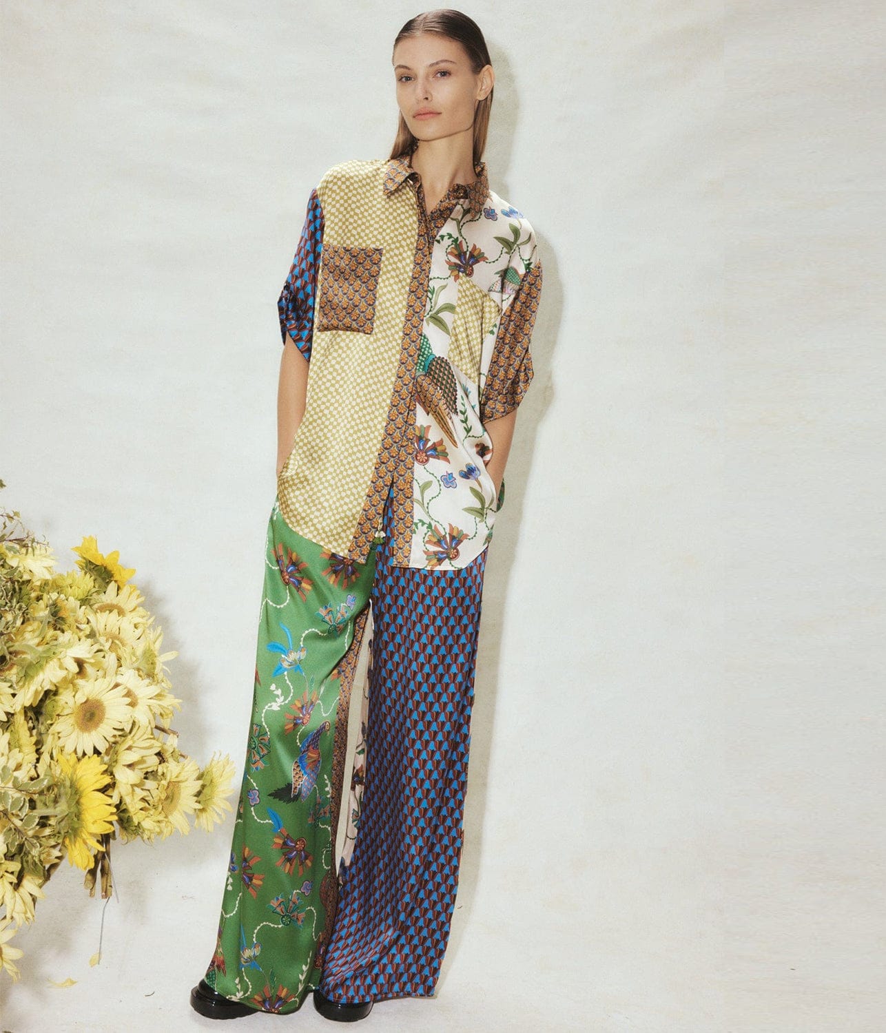BIRDIE SPLICED PANT- MULTI | ALEMAIS | ALEMAIS BIRDIE SPLICED PANT- MULTI