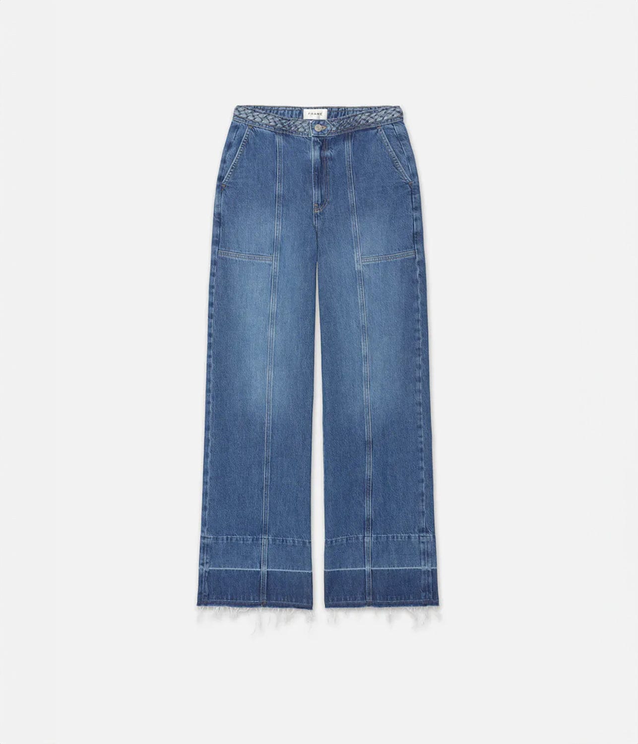 BRADIED WAISTBAND WIDE LEG JEANS- DEWDROP | FRAME |  FRAME BRADIED WAISTBAND WIDE LEG JEANS- DEWDROP