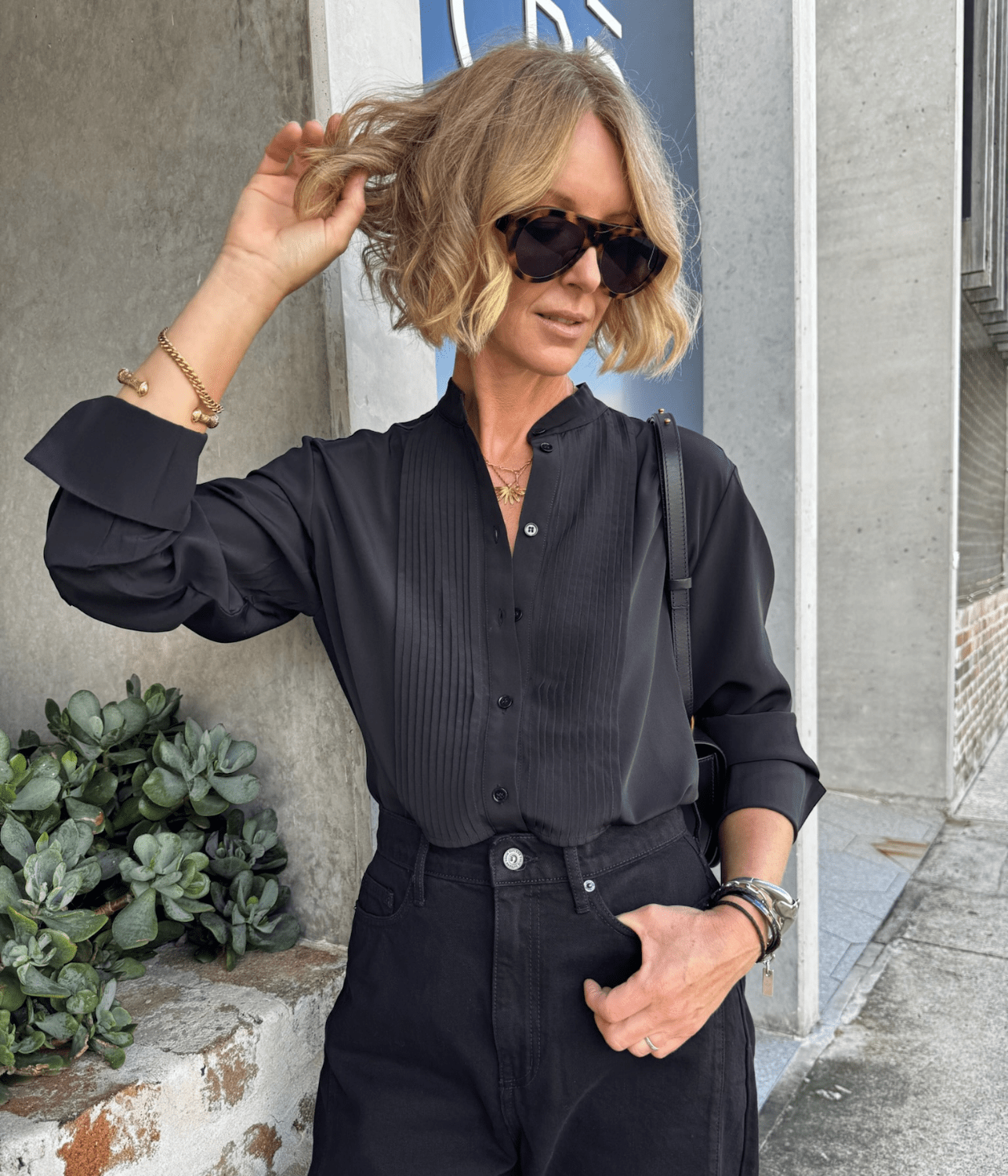 CAMILLE SILK CREPE TUXEDO BLOUSE | COURTNEY ZHENG COURTNEY ZHENG CAMILLE SILK CREPE TUXEDO BLOUSE | BLACK