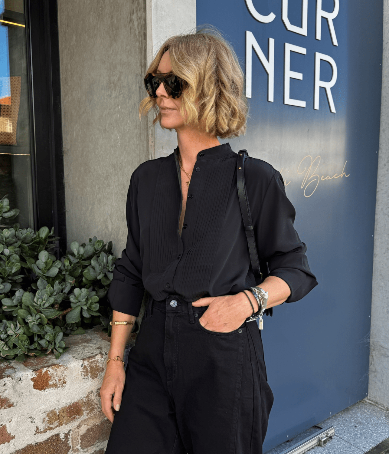 CAMILLE SILK CREPE TUXEDO BLOUSE | COURTNEY ZHENG COURTNEY ZHENG CAMILLE SILK CREPE TUXEDO BLOUSE | BLACK