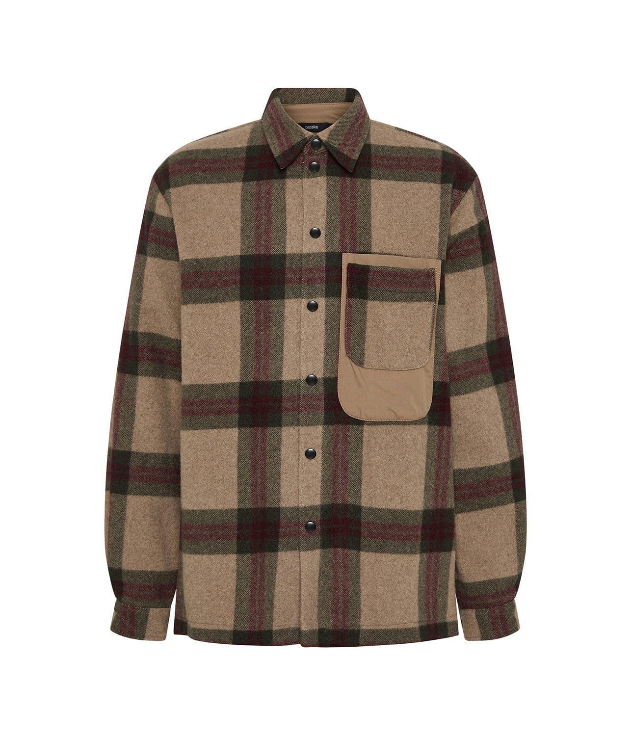 CHECK OVERSHIRT- CREAM/KHAKI | BASSIKE | Bassike CHECK OVERSHIRT- CREAM/KHAKI