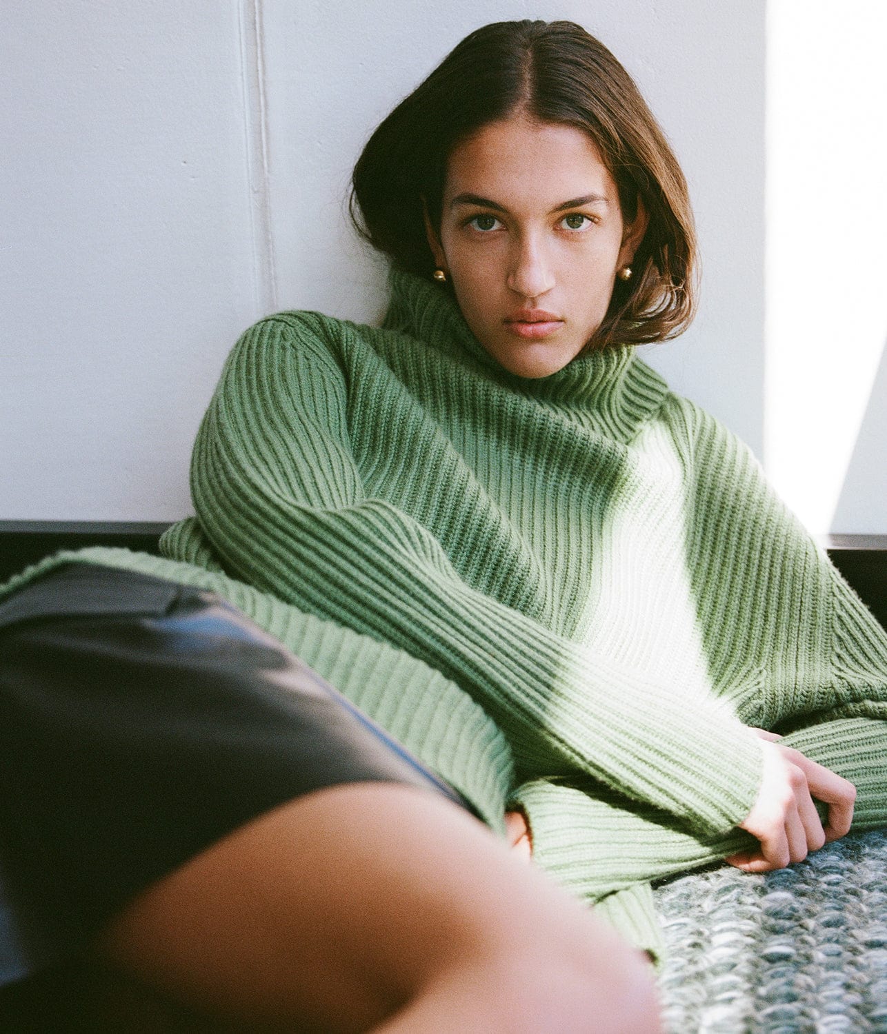 CHUNKY OVERSIZED TURTLENECK- GREEN | BASSIKE | Bassike CHUNKY OVERSIZED TURTLENECK- GREEN