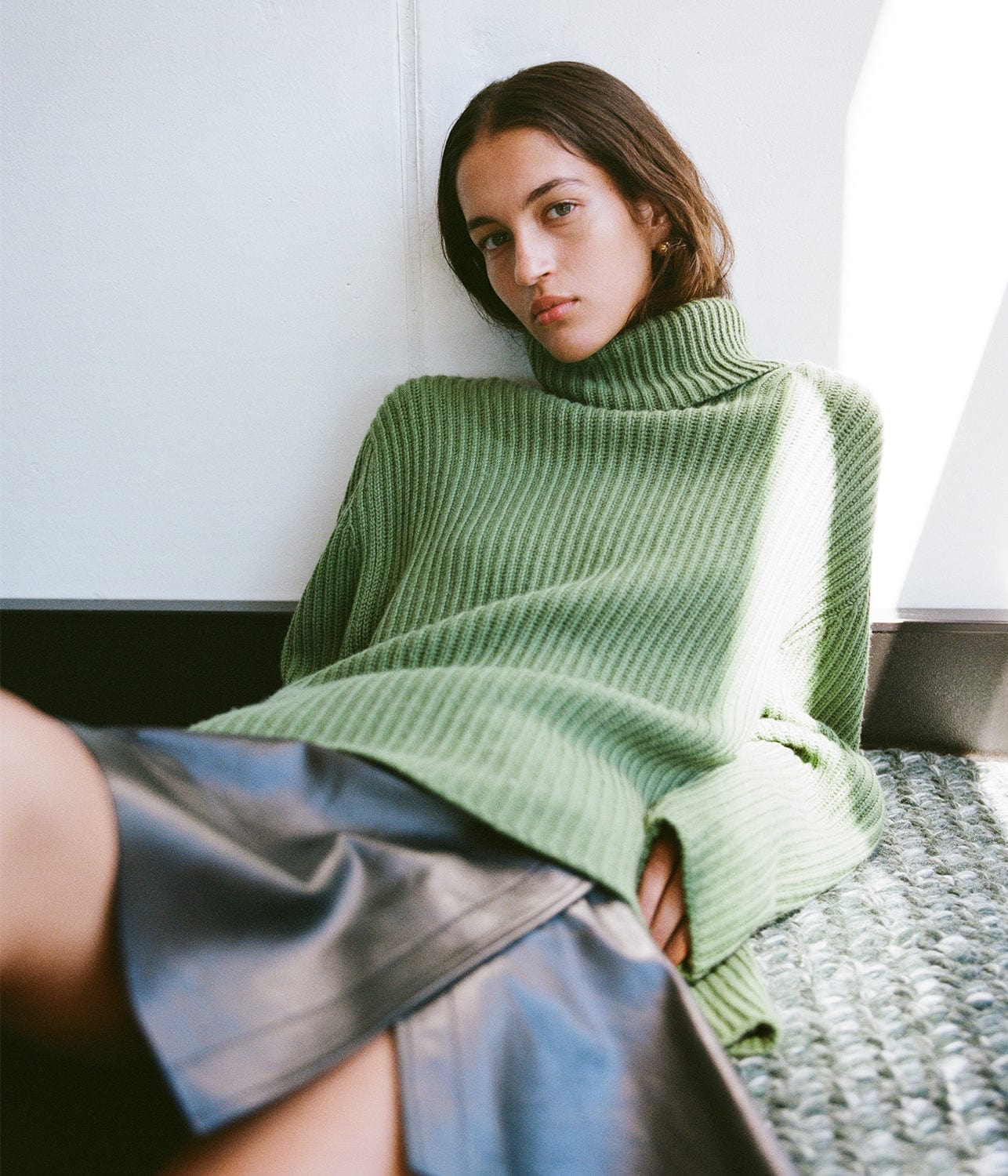 CHUNKY OVERSIZED TURTLENECK- GREEN | BASSIKE | Bassike CHUNKY OVERSIZED TURTLENECK- GREEN