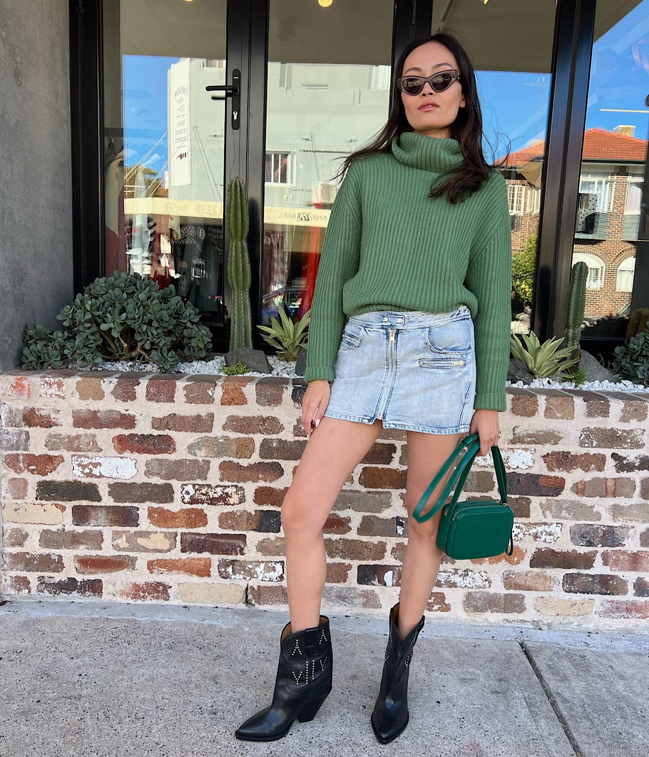 CHUNKY OVERSIZED TURTLENECK- GREEN | BASSIKE | Bassike CHUNKY OVERSIZED TURTLENECK- GREEN