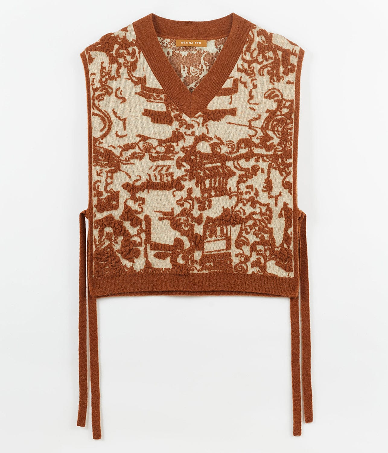 CITRO JACQUARD VEST- BROWN | REJINA PYO | REJINA PYO CITRO JACQUARD VEST- BROWN