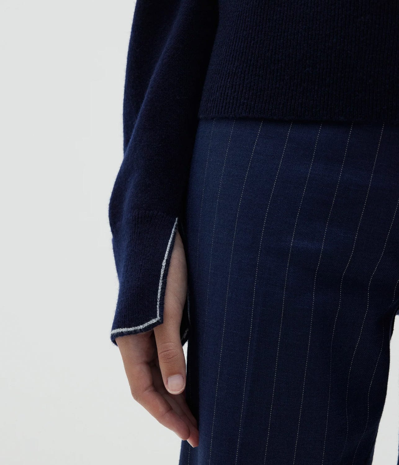 CONTRAST DETAIL ENGINEERED KNIT- INK | BASSIKE | Bassike CONTRAST DETAIL ENGINEERED KNIT- INK
