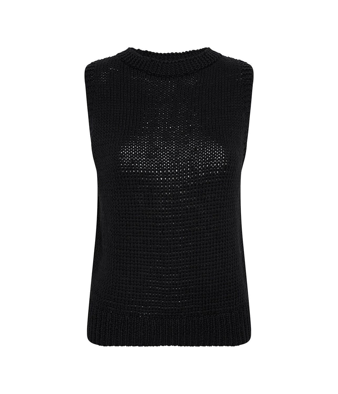 COTTON LINEN KNITTED TANK- BLACK | BASSIKE | BASSIKE COTTON LINEN KNITTED TANK- BLACK