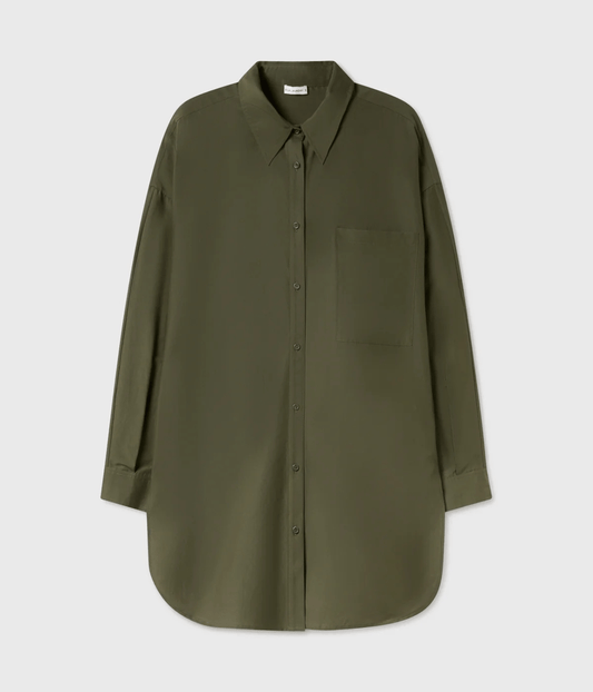 COTTON SILK ROUND SHIRT PINE | SILK LAUNDRY SILK LAUNDRY COTTON SILK ROUND SHIRT PINE