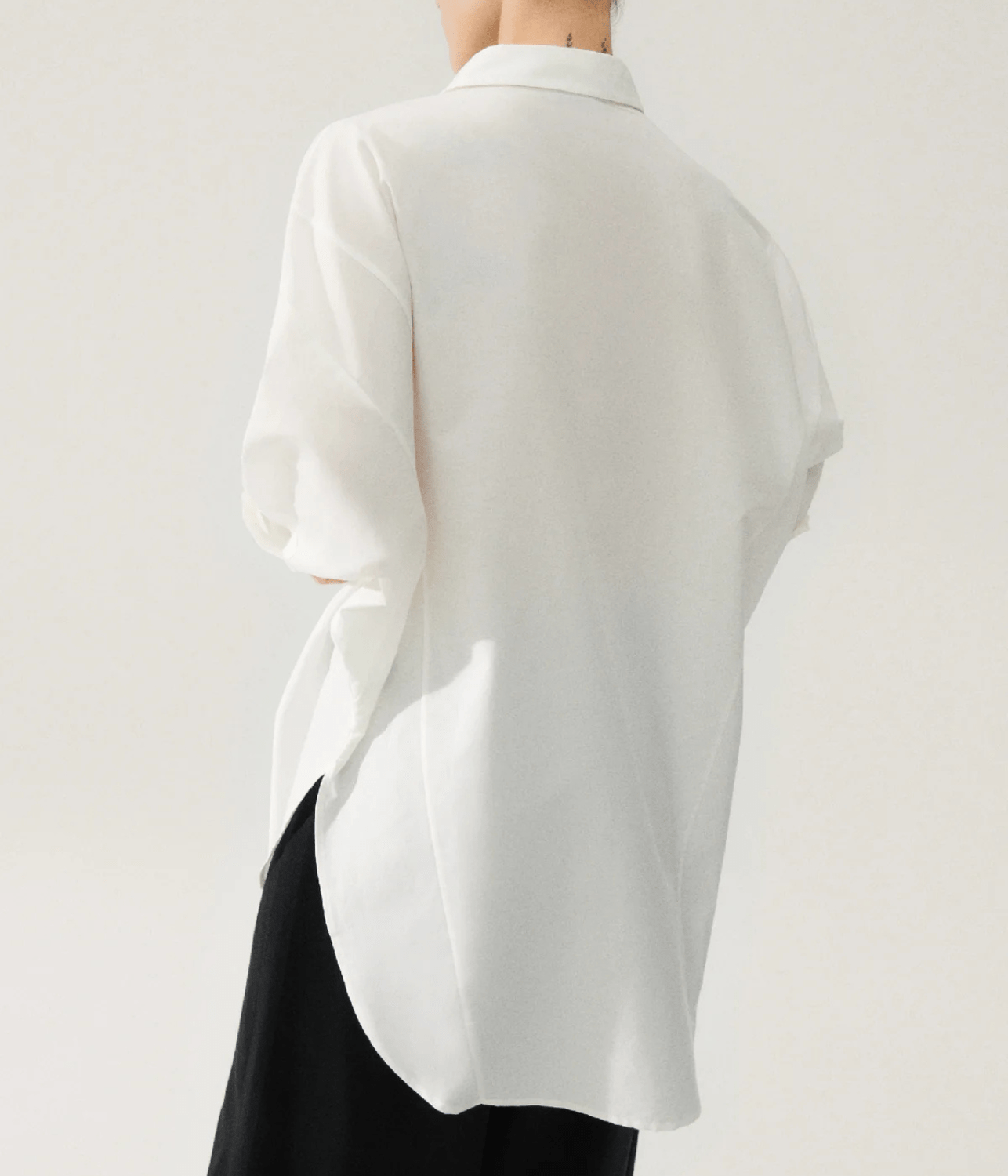 COTTON SILK ROUND SHIRT WHITE | SILK LAUNDRY SILK LAUNDRY COTTON SILK ROUND SHIRT WHITE