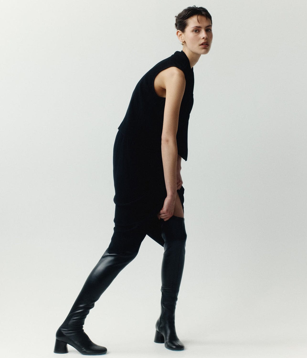 CREPE SHELL TOP- BLACK | MATIN | MATIN CREPE SHELL TOP- BLACK