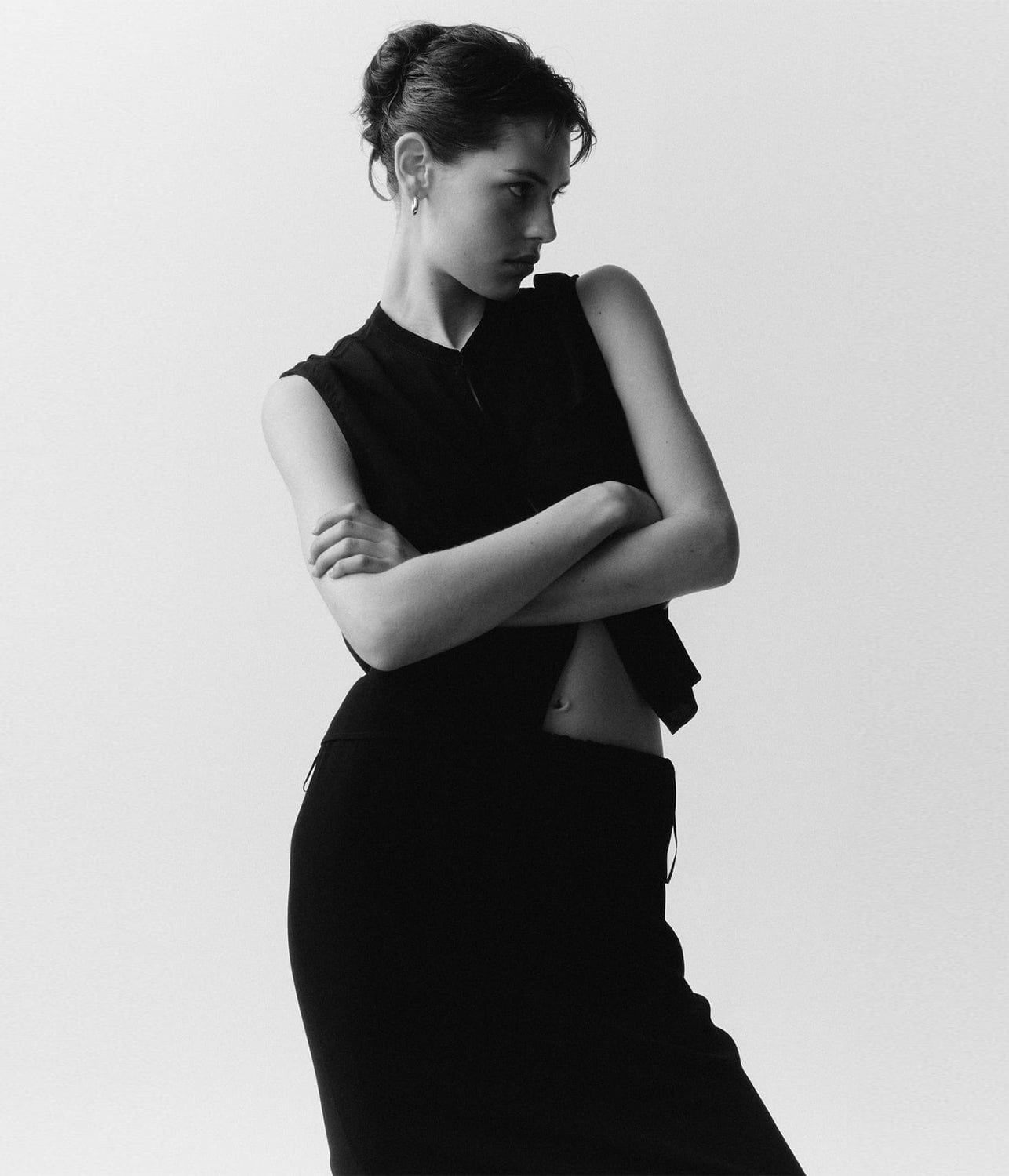 CREPE SHELL TOP- BLACK | MATIN | MATIN CREPE SHELL TOP- BLACK