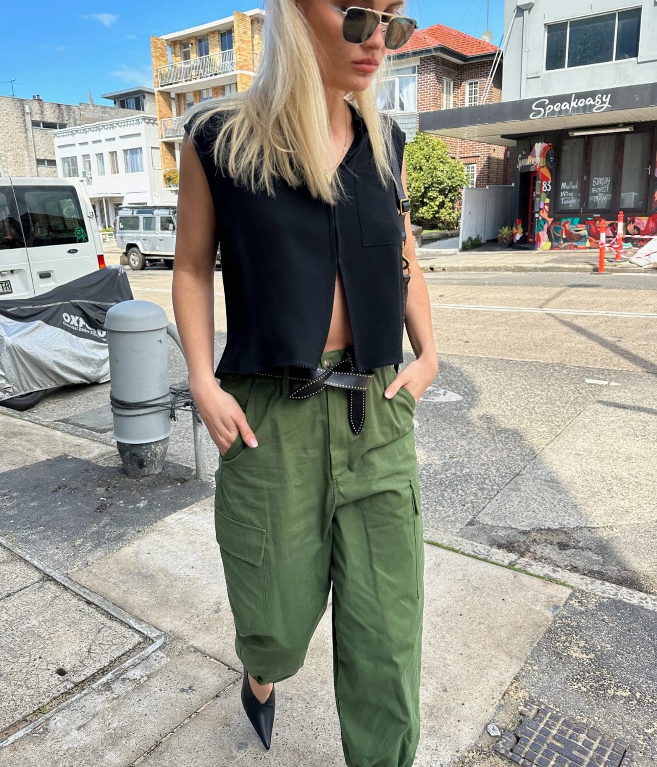 CREPE SHELL TOP- BLACK | MATIN | MATIN CREPE SHELL TOP- BLACK