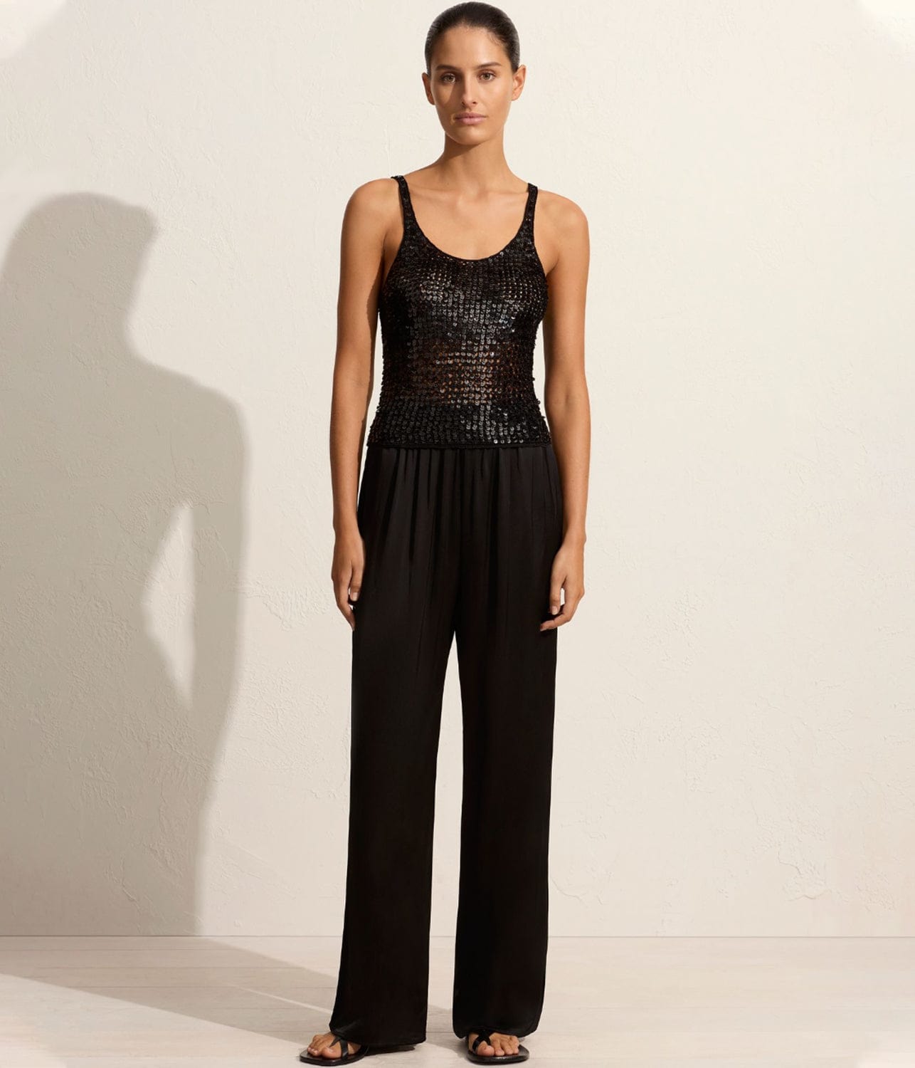 CROCHET SEQUINS TANK- BLACK | MATTEAU | MATTEAU CROCHET SEQUINS TANK- BLACK