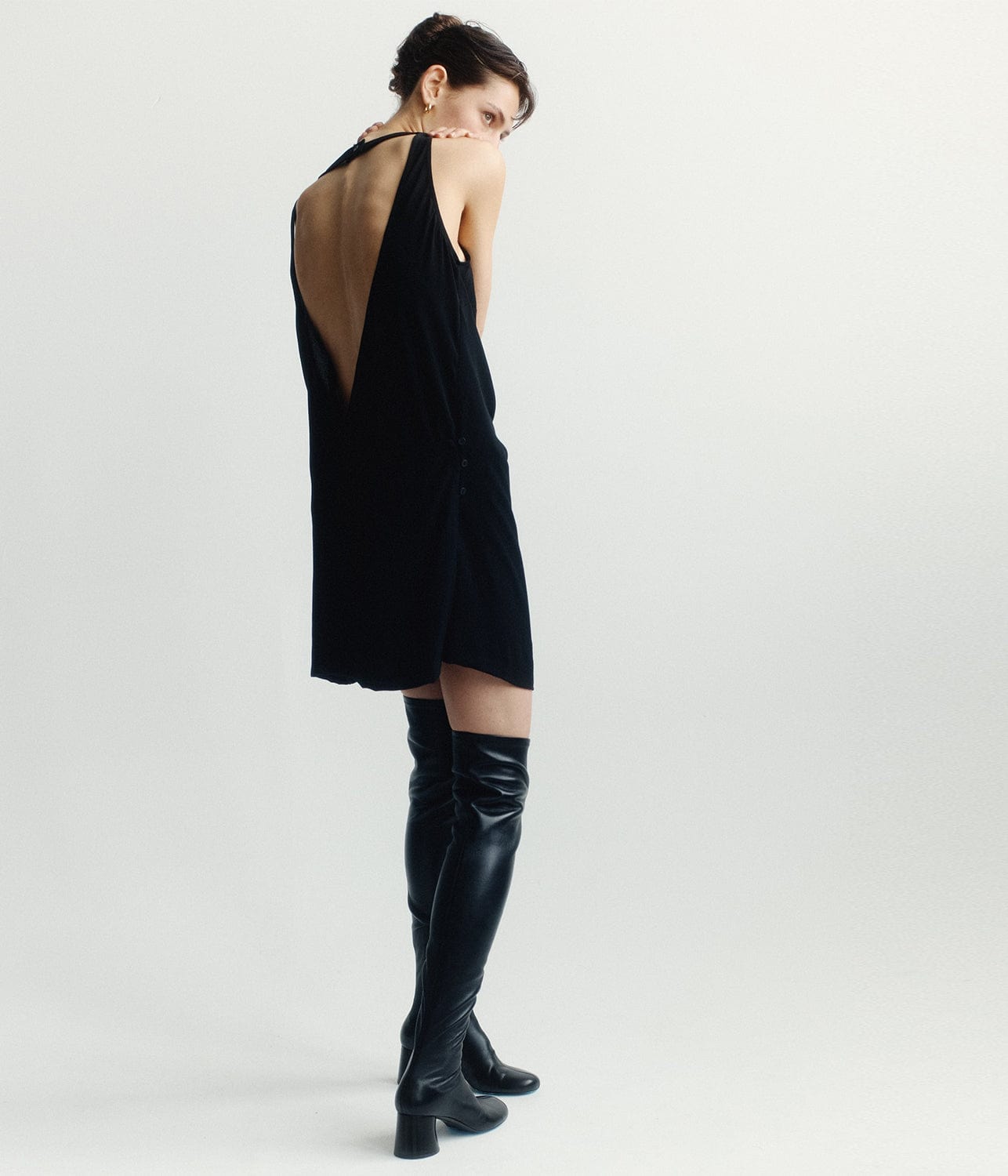 CROSSOVER MINI DRESS-BLACK | MATIN | MATIN CROSSOVER MINI DRESS-BLACK