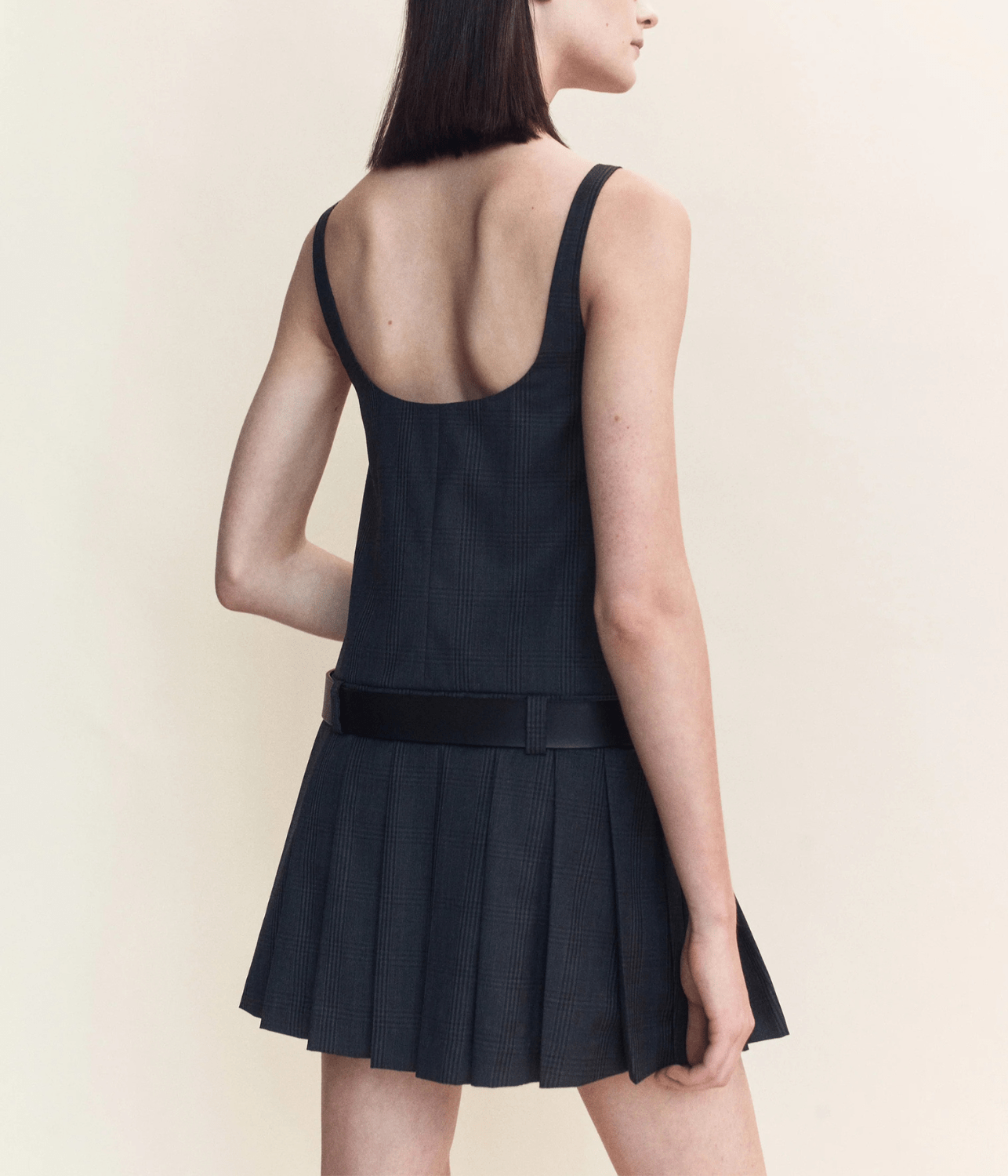 DANA WOOL CHECK MINI DRESS | COURTNEY ZHENG COURTNEY ZHENG DANA WOOL CHECK MINI DRESS