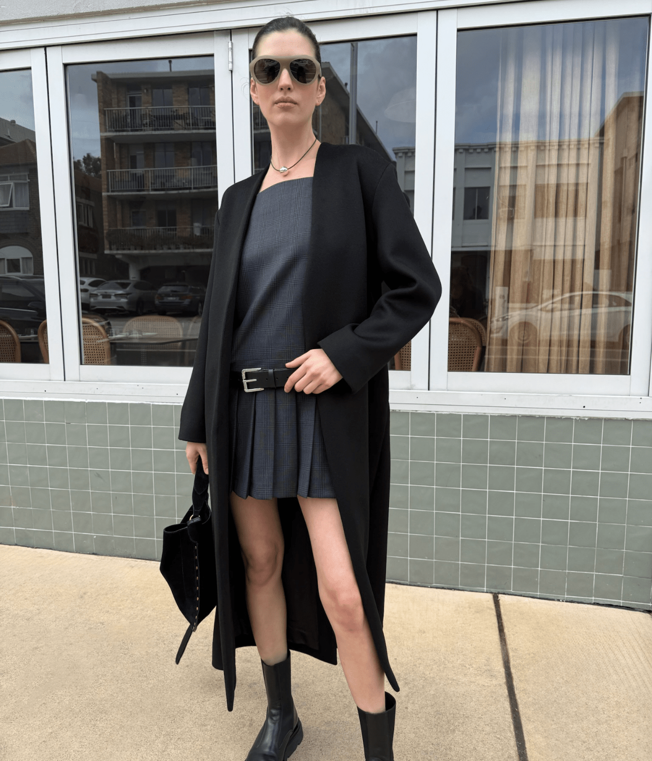 DANA WOOL CHECK MINI DRESS | COURTNEY ZHENG COURTNEY ZHENG DANA WOOL CHECK MINI DRESS