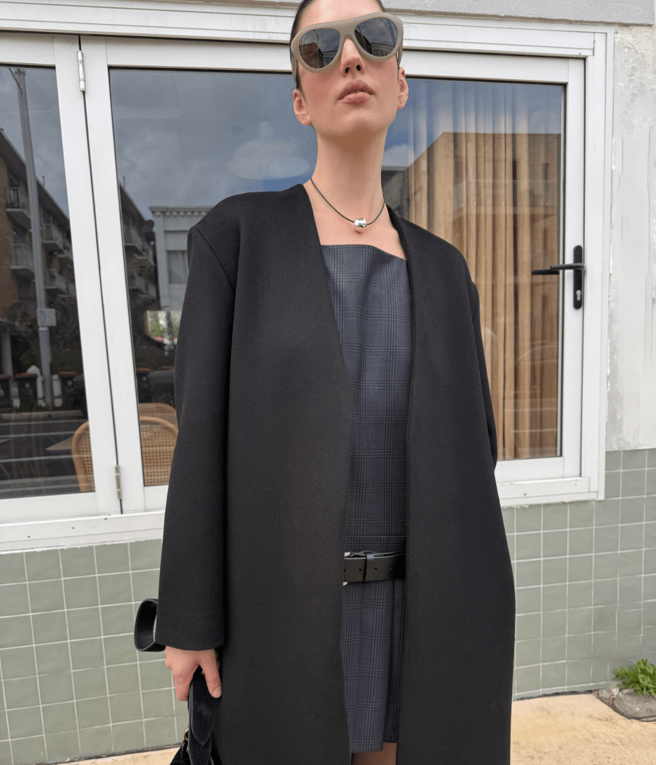 DANA WOOL CHECK MINI DRESS | COURTNEY ZHENG COURTNEY ZHENG DANA WOOL CHECK MINI DRESS