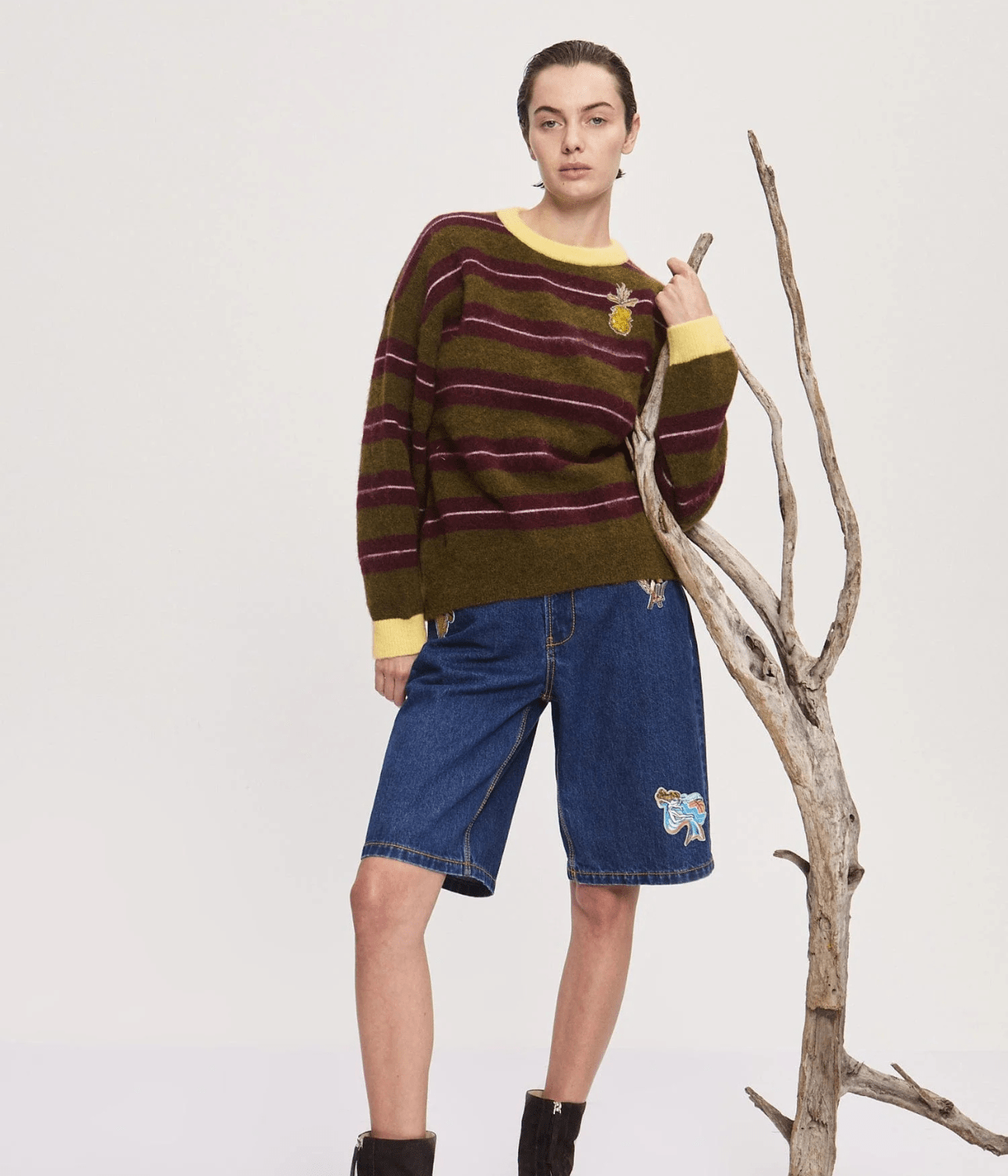 DOMENICA OLIVE STRIPE SWEATER | ALEMAIS ALEMAIS DOMENICA OLIVE STRIPE SWEATER