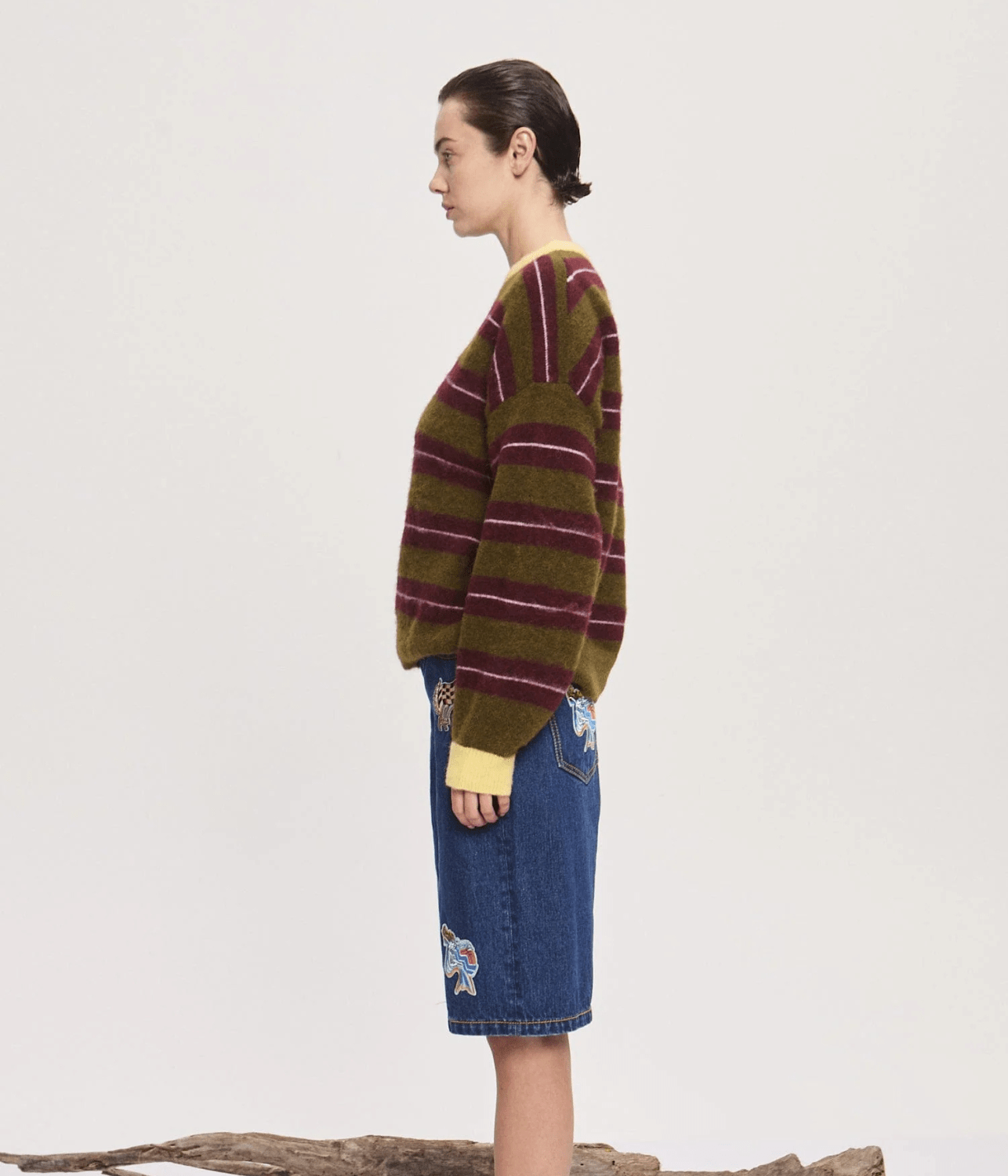 DOMENICA OLIVE STRIPE SWEATER | ALEMAIS ALEMAIS DOMENICA OLIVE STRIPE SWEATER