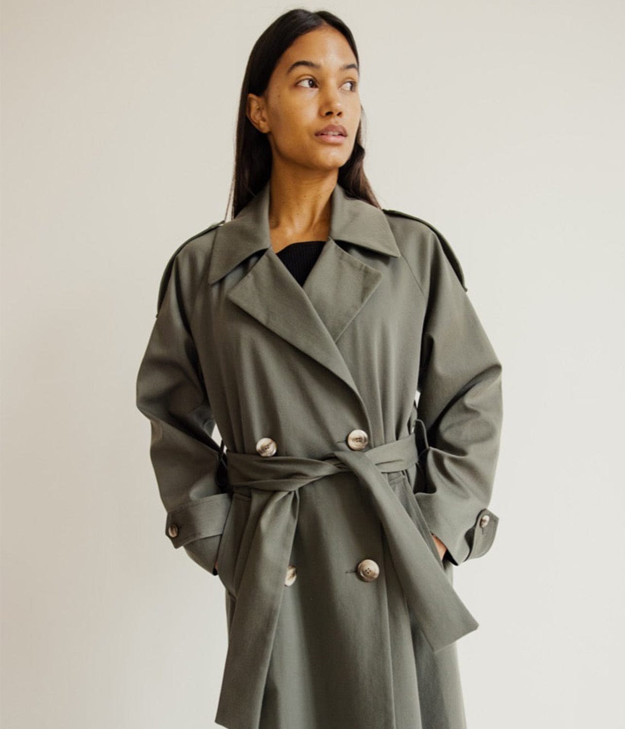 DOROTHEE TRENCH COAT- GREEN | MUSIER PARIS | MUSIER PARIS DOROTHEE TRENCH COAT- GREEN