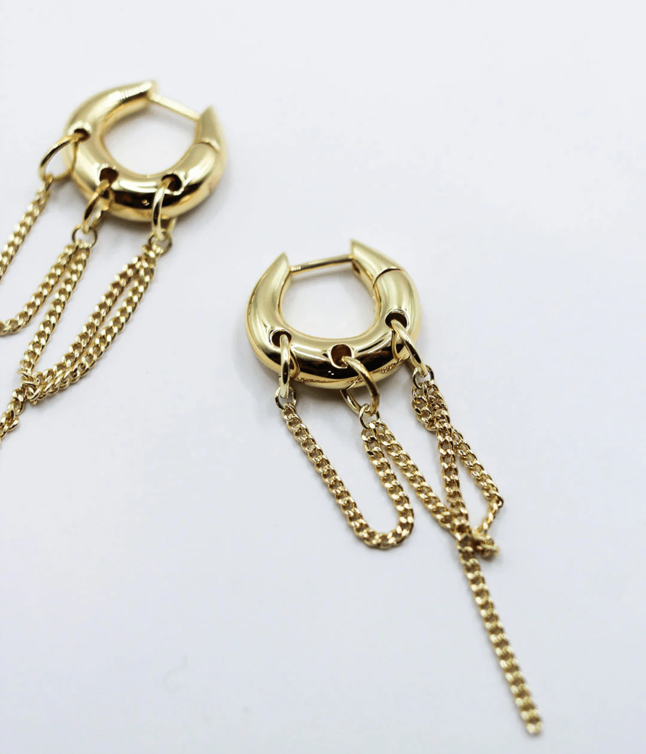 DRIPPING CHAIN HUGGIE EARRINGS | BRASS F+H STUDIOS DRIPPING CHAIN HUGGIE EARRINGS | BRASS