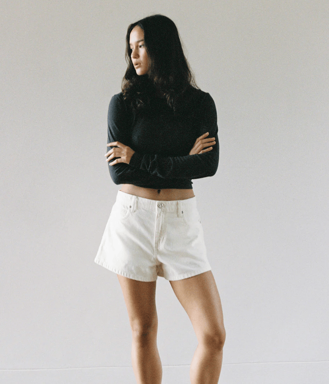 EBONY HIGH FLARE SHORT | OUTLAND DENIM | BONE OUTLAND DENIM EBONY HIGH FLARE SHORT