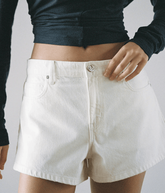 EBONY HIGH FLARE SHORT | OUTLAND DENIM | BONE OUTLAND DENIM EBONY HIGH FLARE SHORT