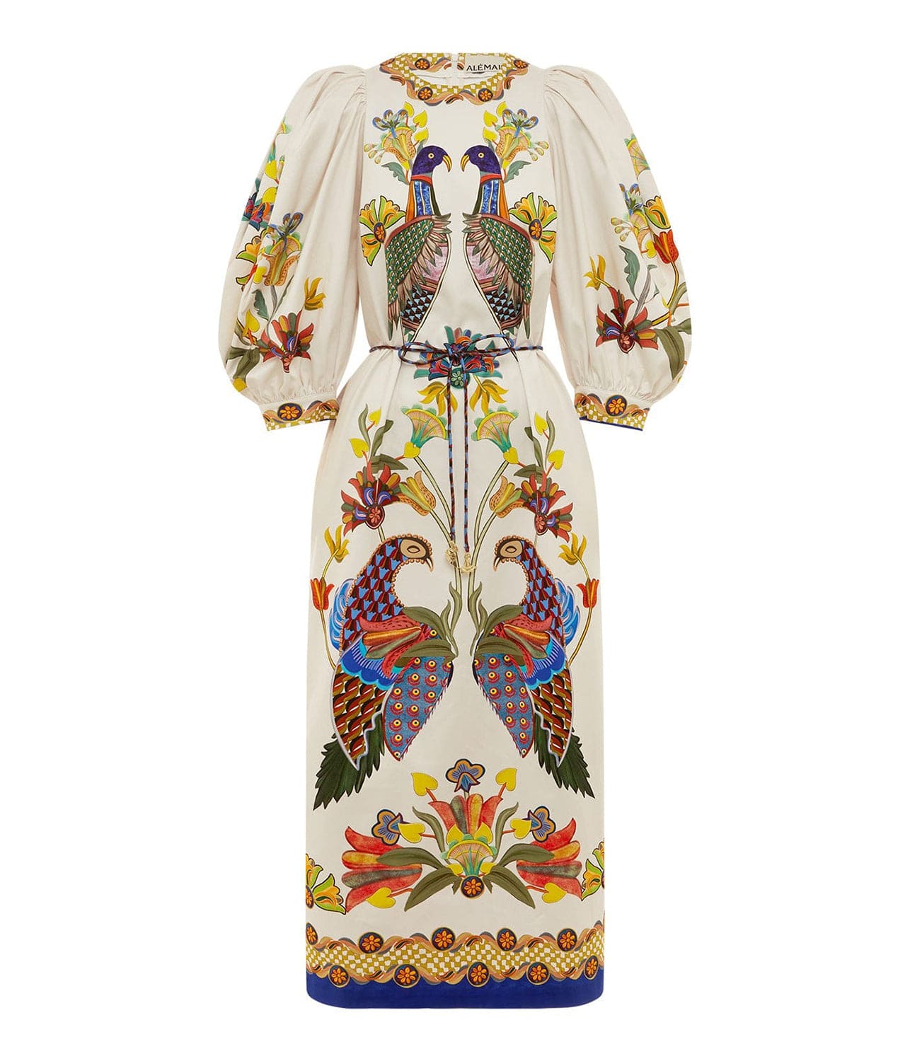 EFFIE PUFF SLEEVE MIDI DRESS-ECRU | ALEMAIS | ALEMAIS EFFIE PUFF SLEEVE MIDI DRESS-ECRU
