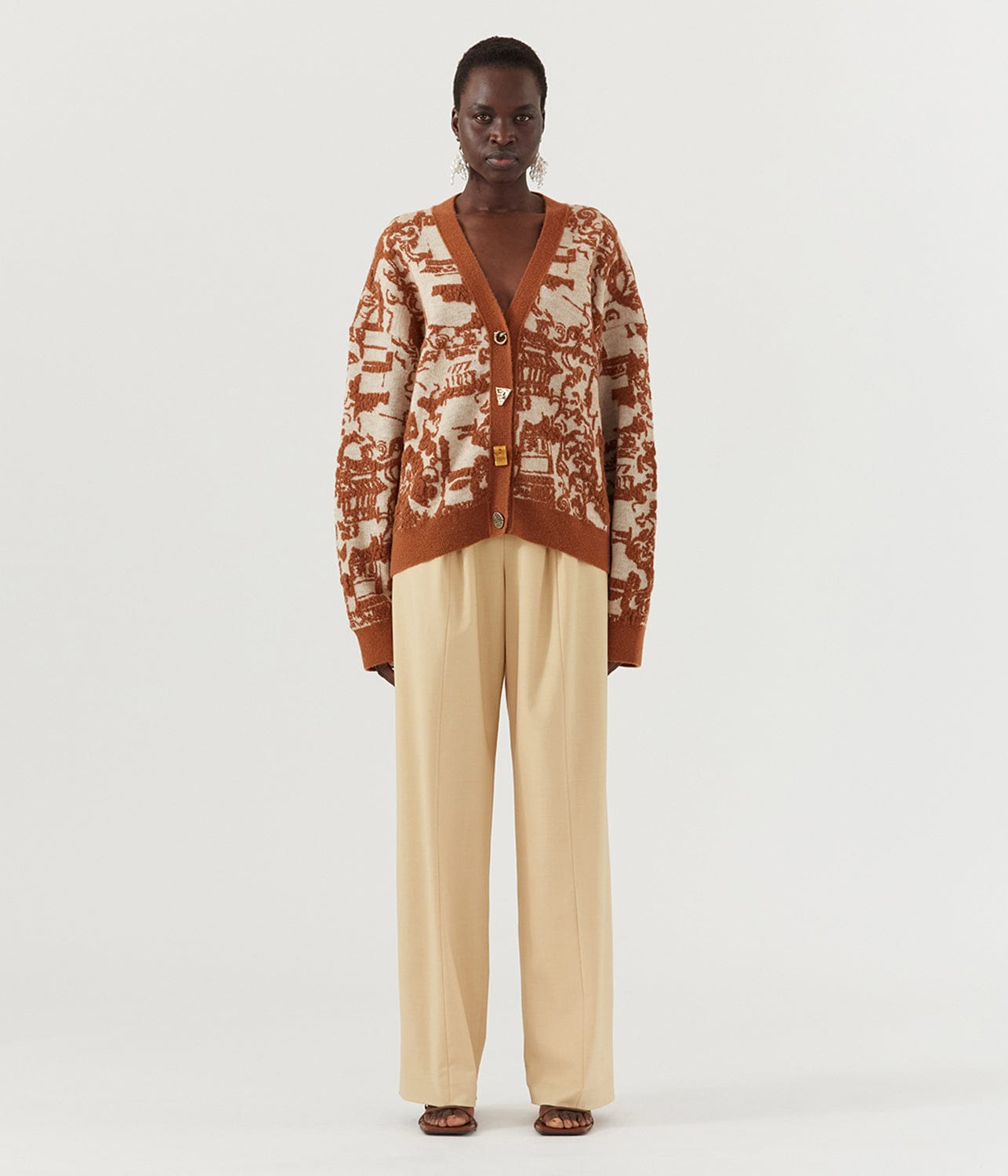 EM JACQUARD CARDIGAN- BROWN | REJINA PYO | REJINA PYO EM JACQUARD CARDIGAN- BROWN