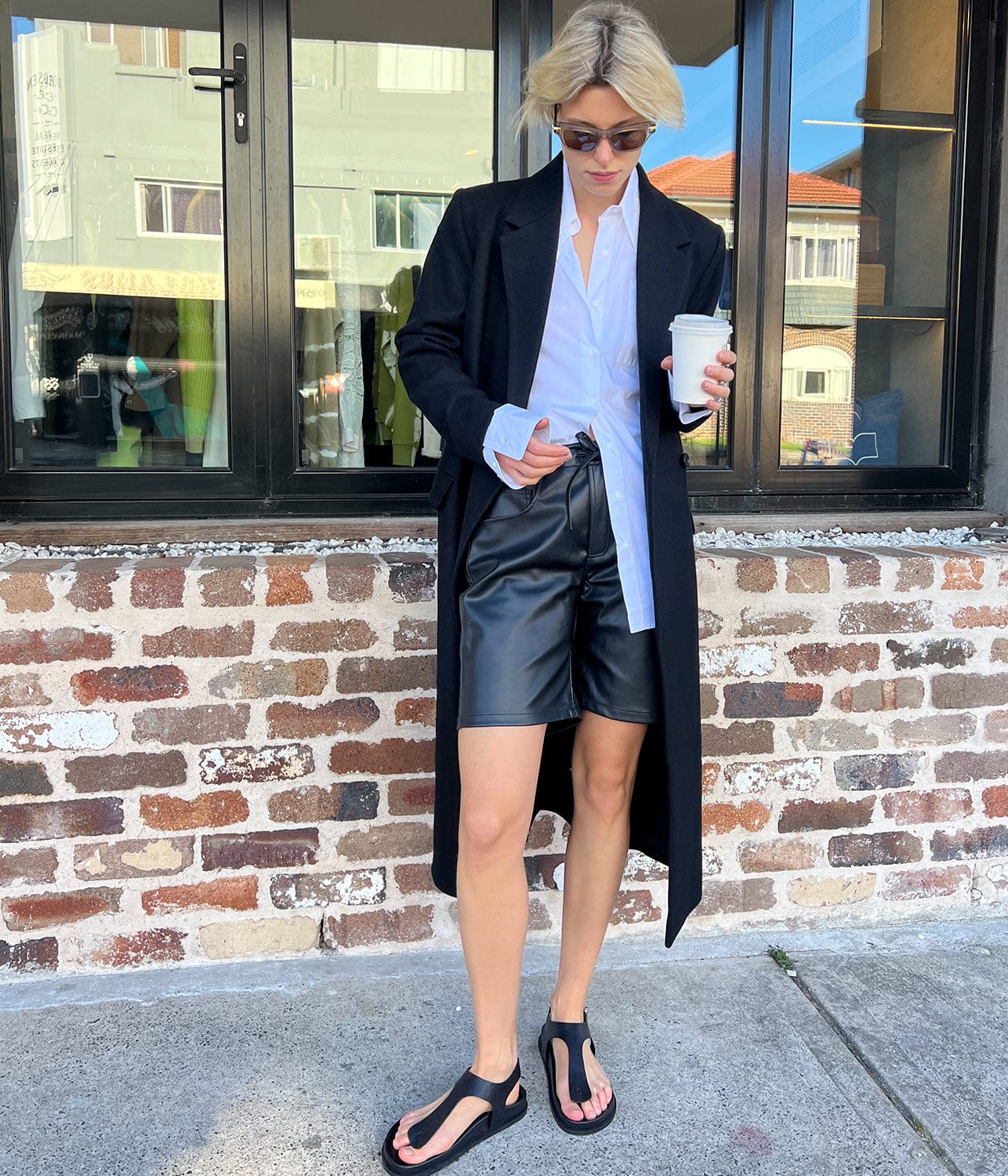 FAUX LEATHER SHORTS- BLACK | PROENZA SCHOULER WHITE LABEL | PROENZA SCHOULER WHITE LABEL FAUX LEATHER SHORTS- BLACK