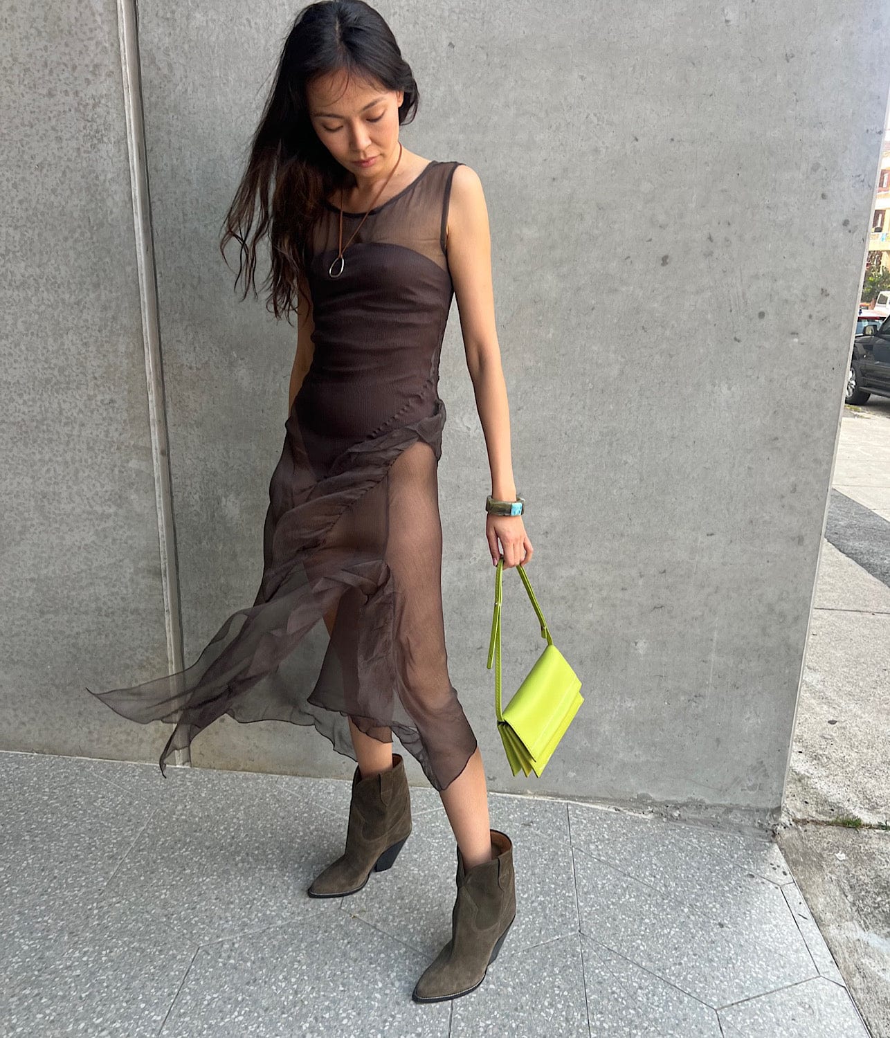 FOX DRESS- DARK BROWN | PALOMA WOOL | PALOMA WOOL FOX DRESS- DARK BROWN