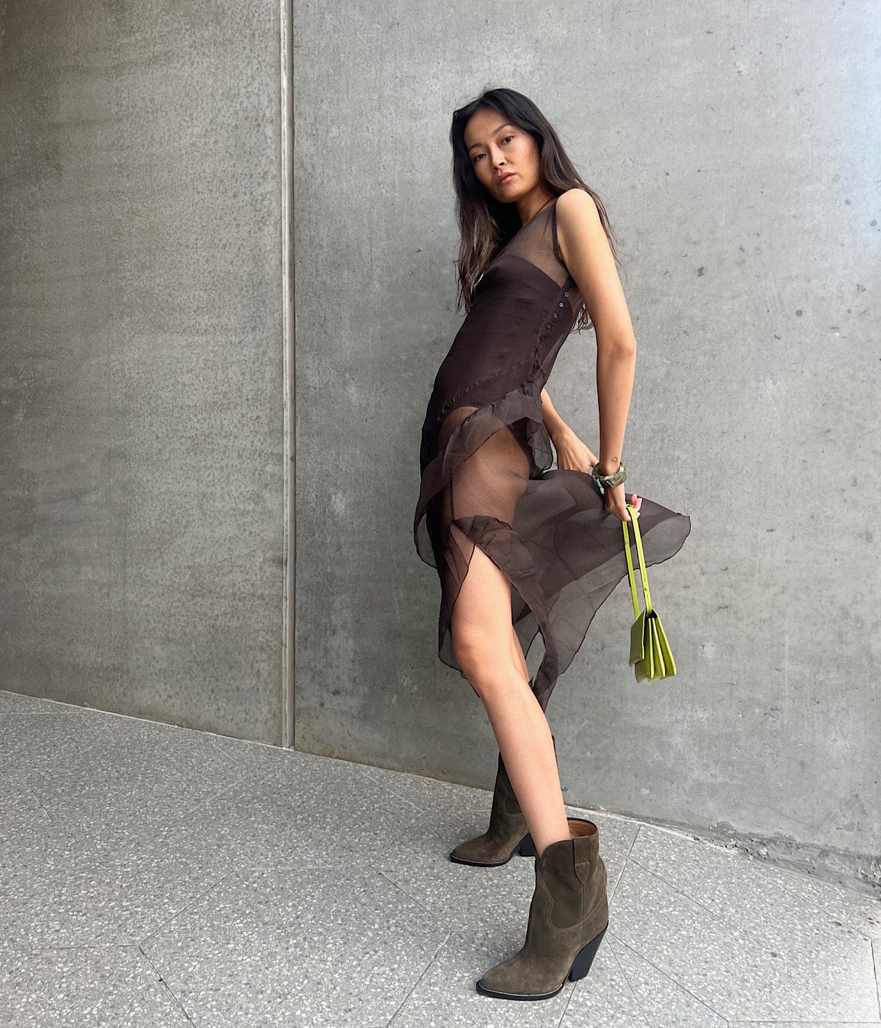 FOX DRESS- DARK BROWN | PALOMA WOOL | PALOMA WOOL FOX DRESS- DARK BROWN