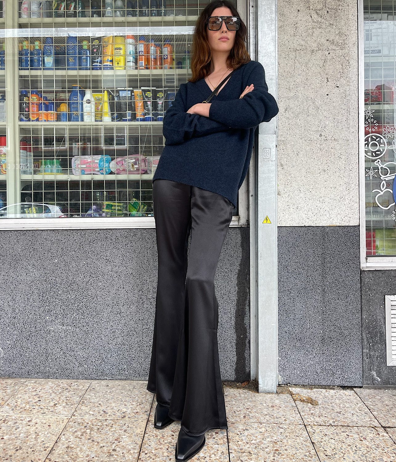 GABRIEL SILK FLARE PANT- BLACK | COURTNEY ZHENG | COURTNEY ZHENG GABRIEL SILK FLARE PANT- BLACK