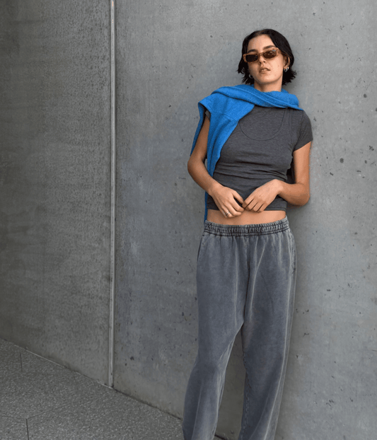 HEATH DOUBLE LAYERED TOP | ONE OF OTHERS | CHARCOAL ONE OF OTHERS HEATH DOUBLE LAYERED TOP