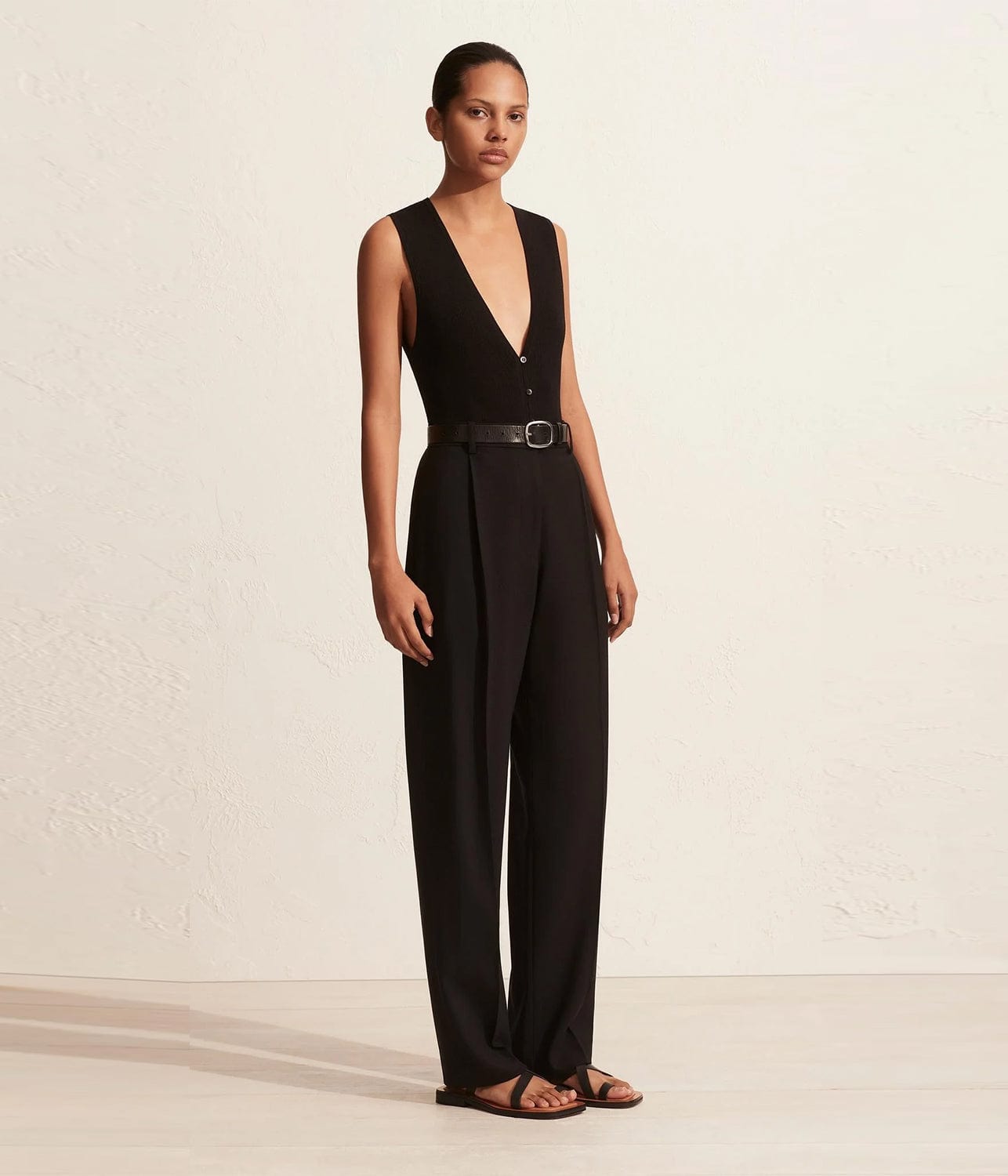 HIGH WAISTED PLEAT PANT- BLACK | MATTEAU |  MATTEAU HIGH WAISTED PLEAT PANT- BLACK