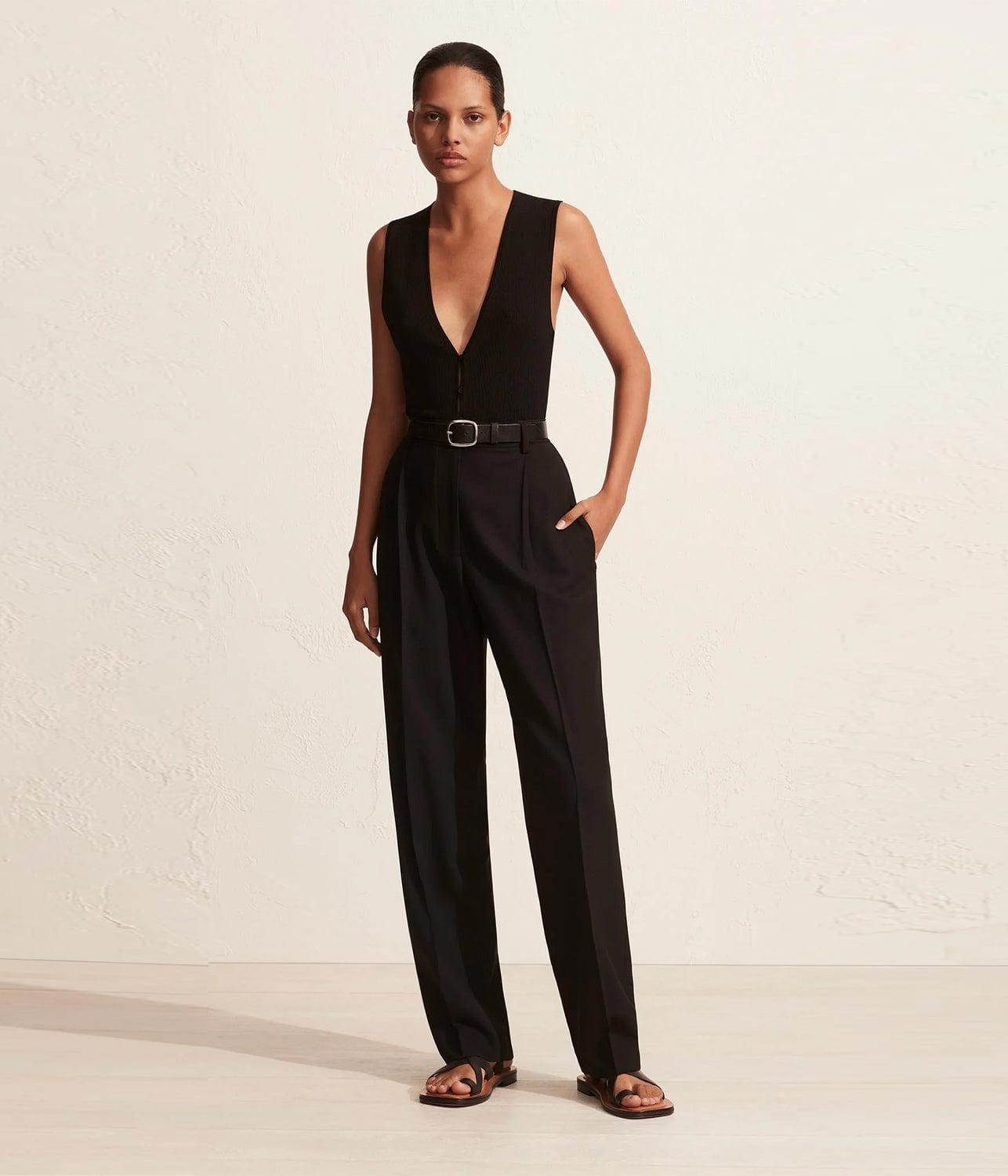 HIGH WAISTED PLEAT PANT- BLACK | MATTEAU |  MATTEAU HIGH WAISTED PLEAT PANT- BLACK