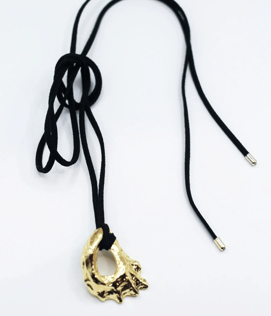 HORIZONS SHELL CORD NECKLACE | BRASS F+H STUDIOS HORIZONS SHELL CORD NECKLACE | BRASS