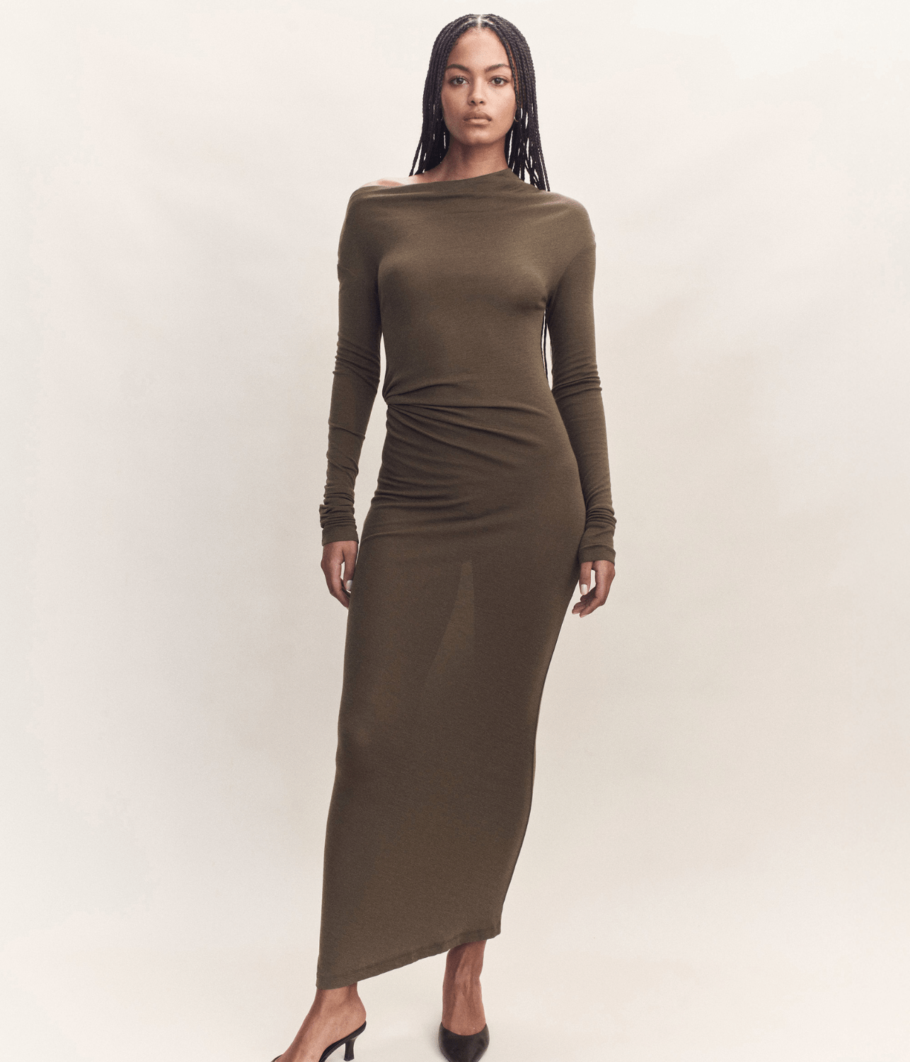 ILEANA MERINO LONG SLEEVE DRESS | COURTNEY ZHENG COURTNEY ZHENG ILEANA MERINO LONG SLEEVE DRESS