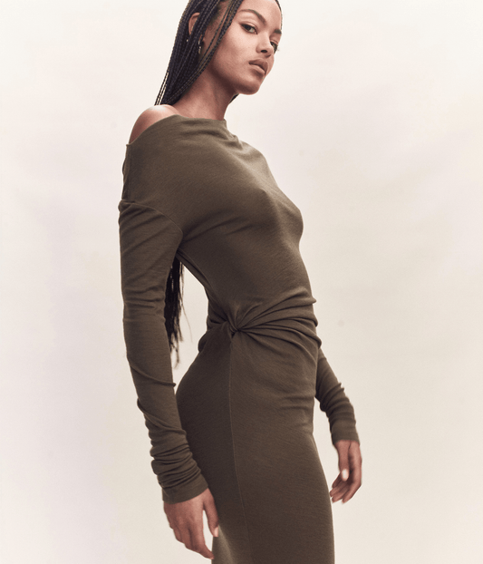 ILEANA MERINO LONG SLEEVE DRESS | COURTNEY ZHENG COURTNEY ZHENG ILEANA MERINO LONG SLEEVE DRESS