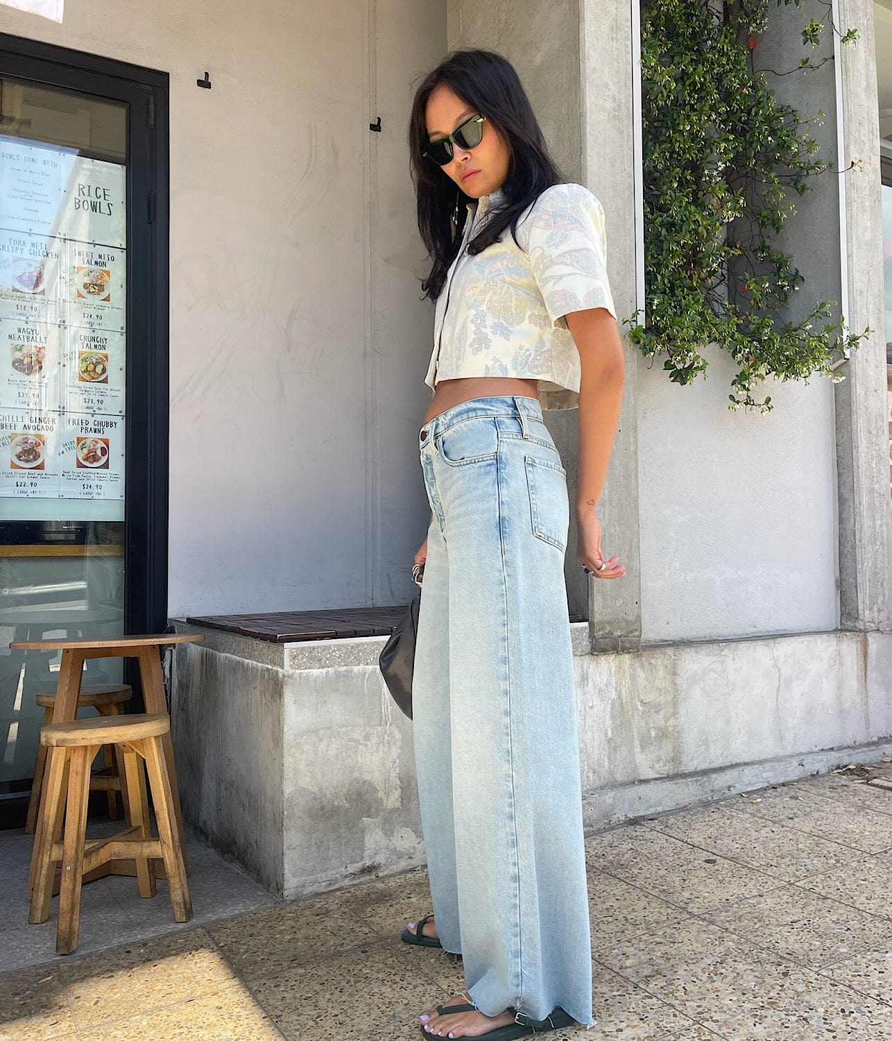 LE LOW BAGGY WIDE LEG JEAN FIZZ INDIGO FRAME FOR ARTISTS ONLY