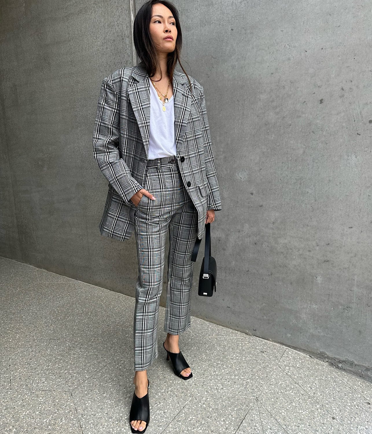 LEO STRAIGHT LEG PANT- BLACK CHECK | LEE MATHEWS | LEE MATHEWS LEO STRAIGHT LEG PANT- BLACK CHECK