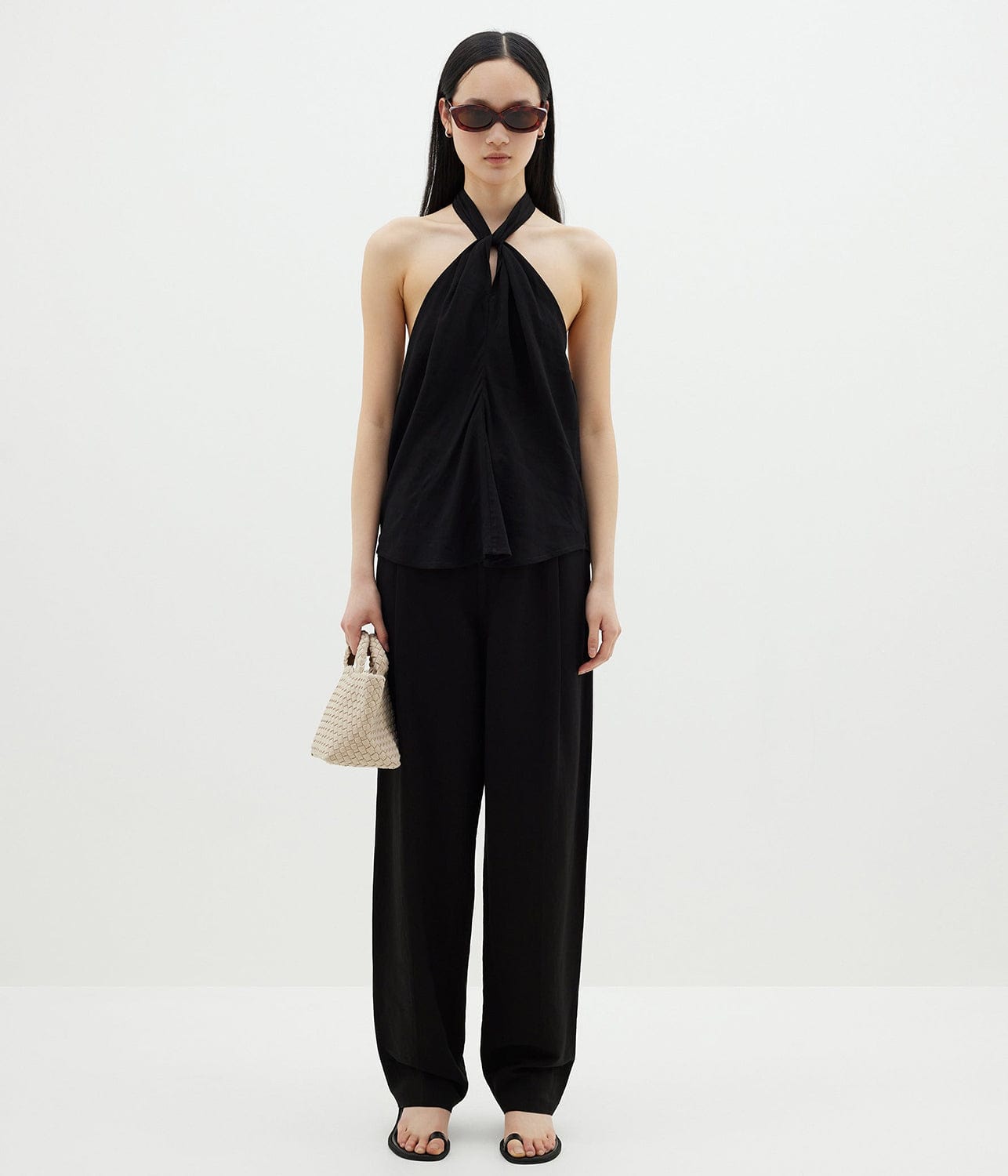 LINEN SARONG TOP - BLACK | BASSIKE | BASSIKE LINEN SARONG TOP - BLACK